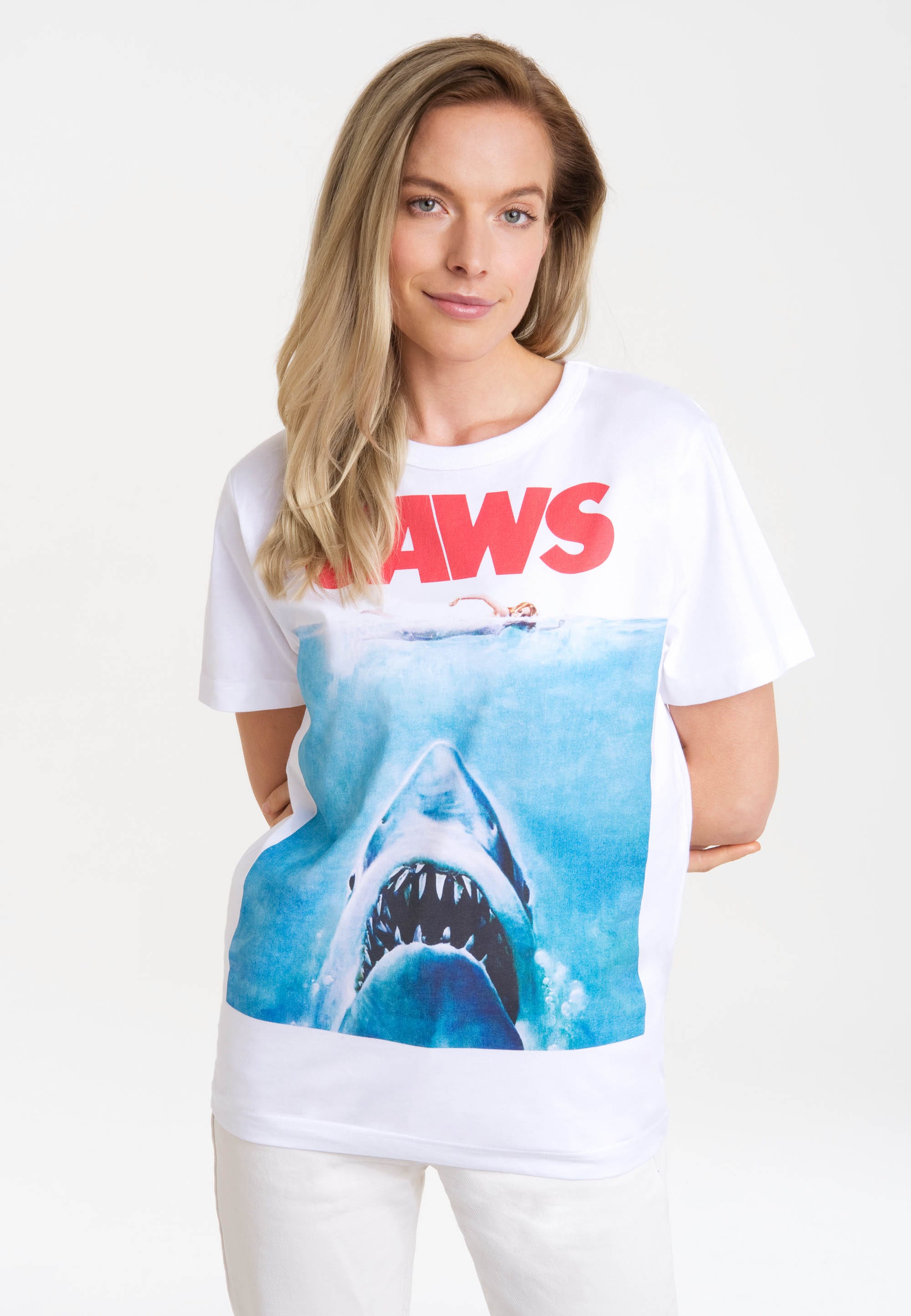 - weisse Print LOGOSHIRT | bestellen »Jaws BAUR T-Shirt Der für Hai«, mit lizenziertem