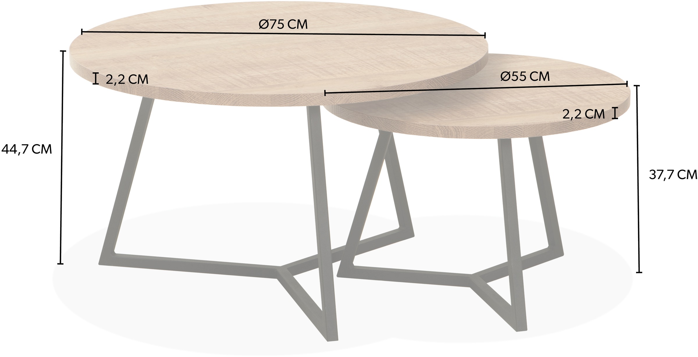 OMG Design Couchtisch »Torino«, (1 St.), im 2er Set, variabel stellbar