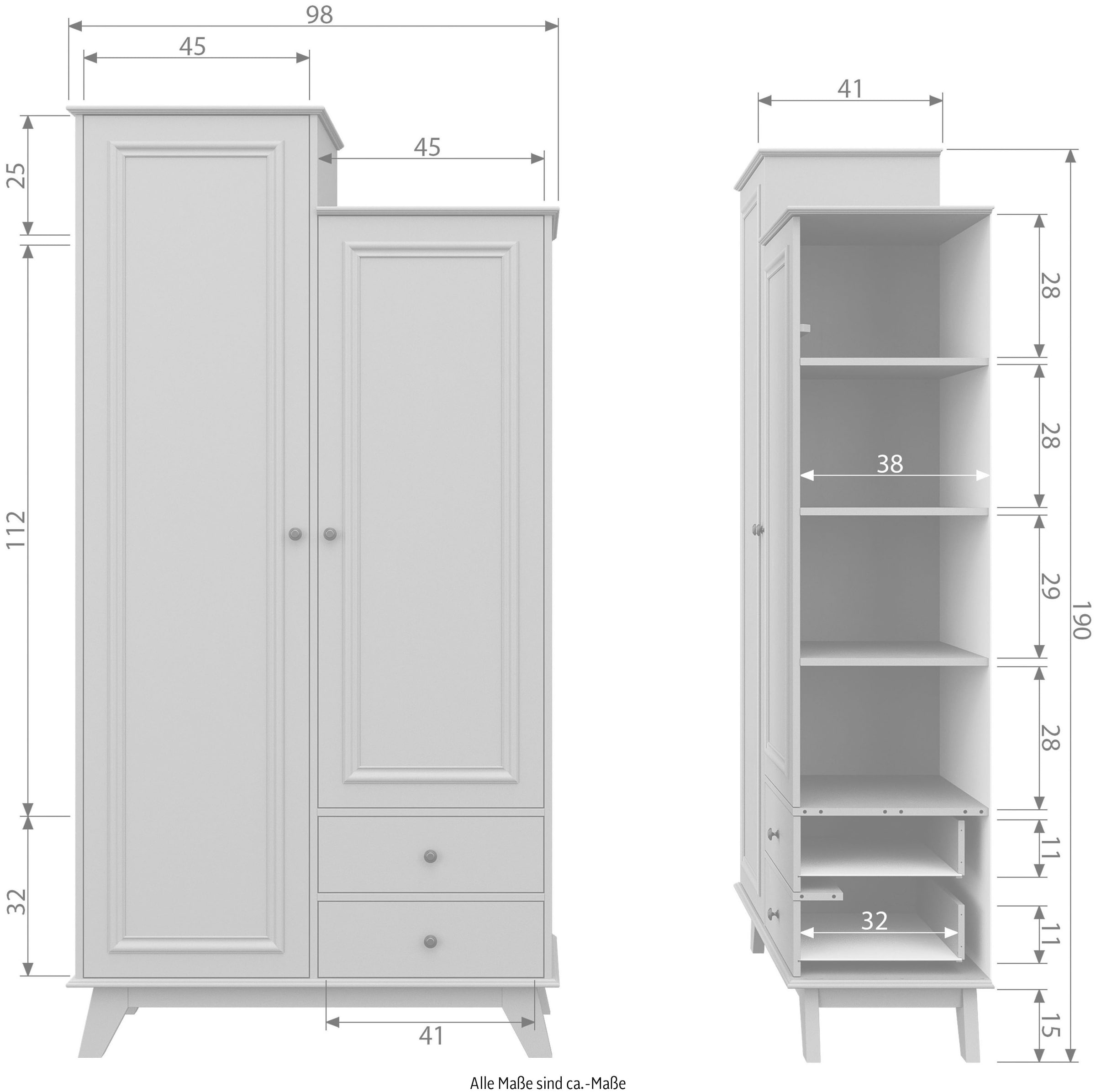 WOOOD Garderobenschrank »Lily«, massives Kiefernholz, mit Kleiderstange, H 190 cm x B 98 cm