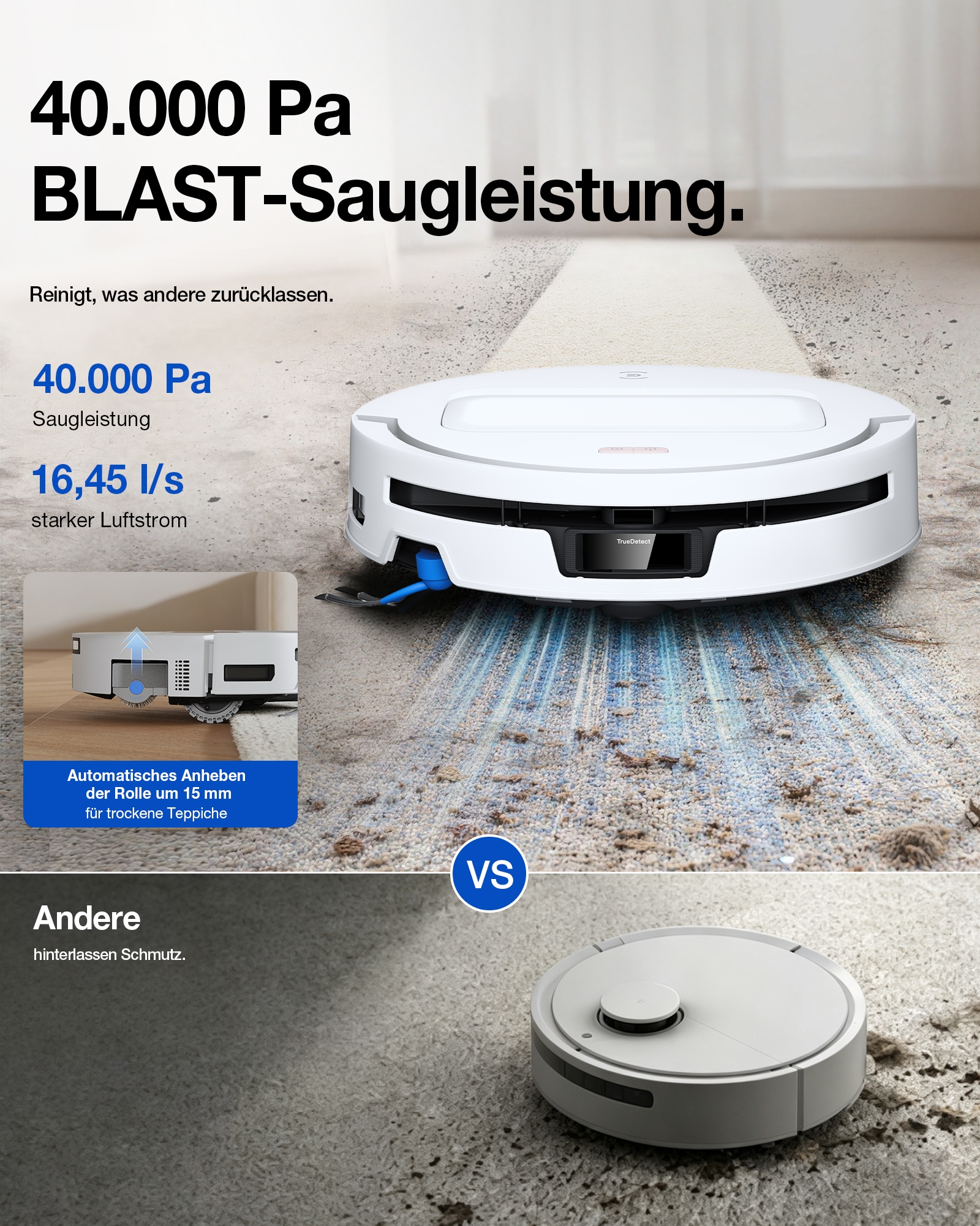 ECOVACS Nass-Trocken-Saugroboter »DEEBOT T90 MAX PRO« 40.000 Pa + 16,45L/s Luftstrom, Wischwalze, All-in-One Station