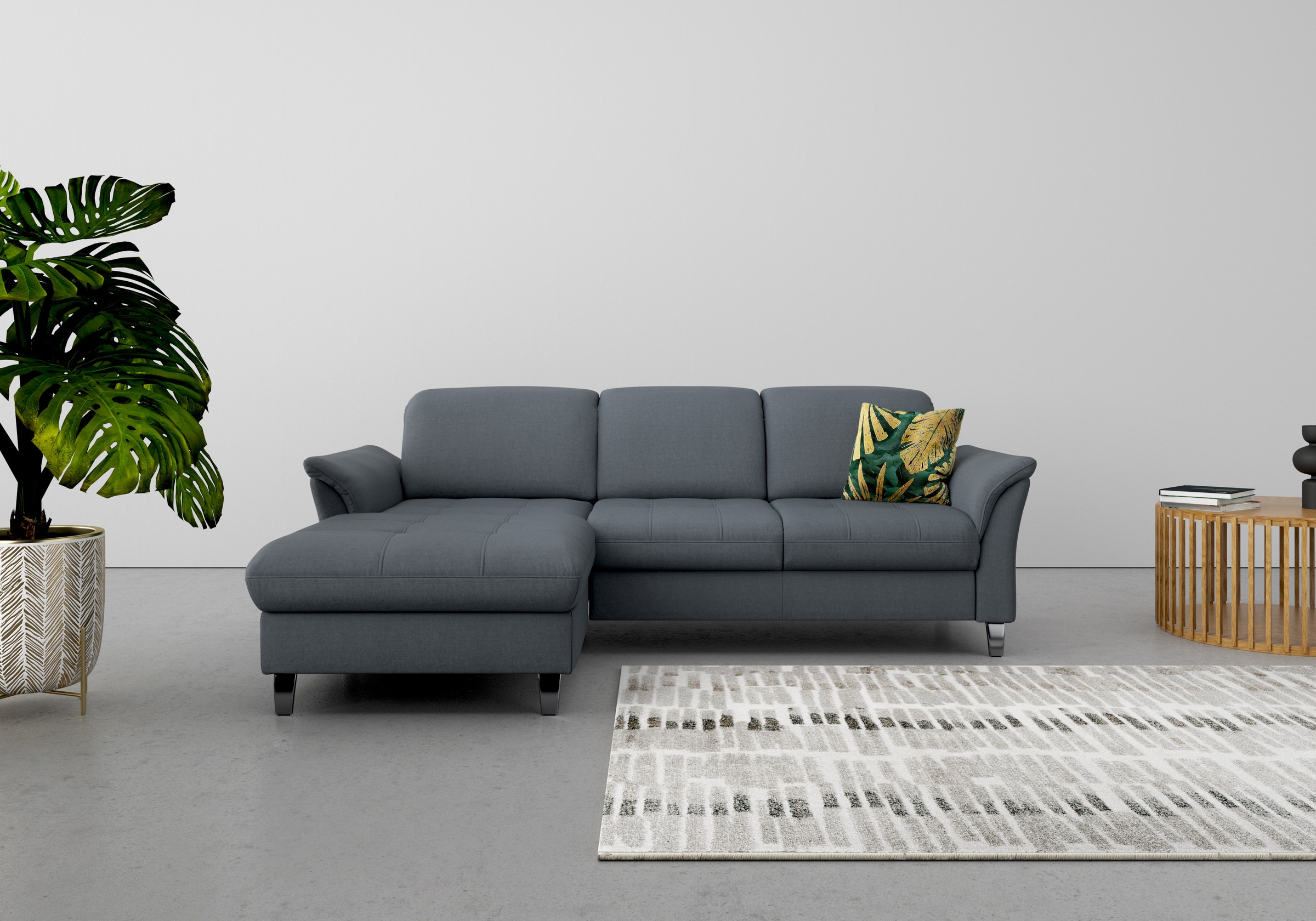 Ecksofa SIT & MORE "Maggiore L-Form", grau (dunkelgrau), B:258cm H:88cm T:173cm, 98% Polyester, 2% Polyamid, Sofas, Ecksofa, wahlweise mit Kopfteilverstellung, Bettfunktion und Bettkasten