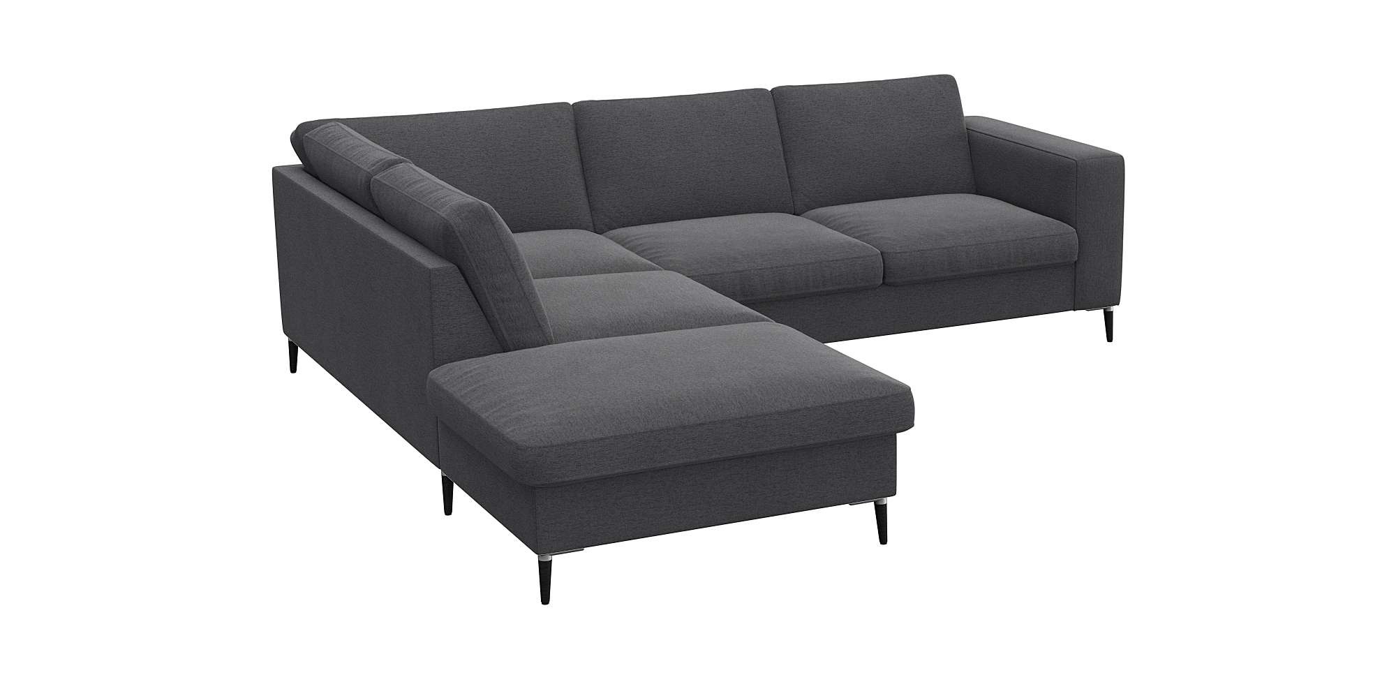 FLEXLUX Ecksofa »Fiore, bequem und komfortabel, zeitlos, L-Form« breite Armlehnen, Füße Alu/schwarz, B/T 241/225 cm, Kaltschaum im Sitz