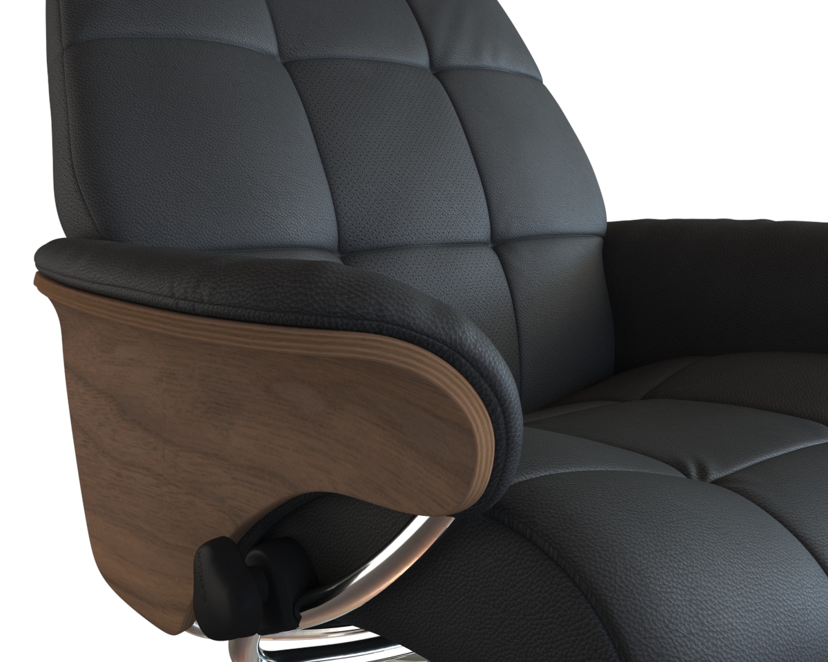FLEXLUX Relaxsessel »Skagen Funktionsessel, Polstersessel, Armlehne, TV-Fernsehsessel«, Rücken- und Kopfteilverstellung, Fuß Alu, Armlehne Eiche, Drehbar