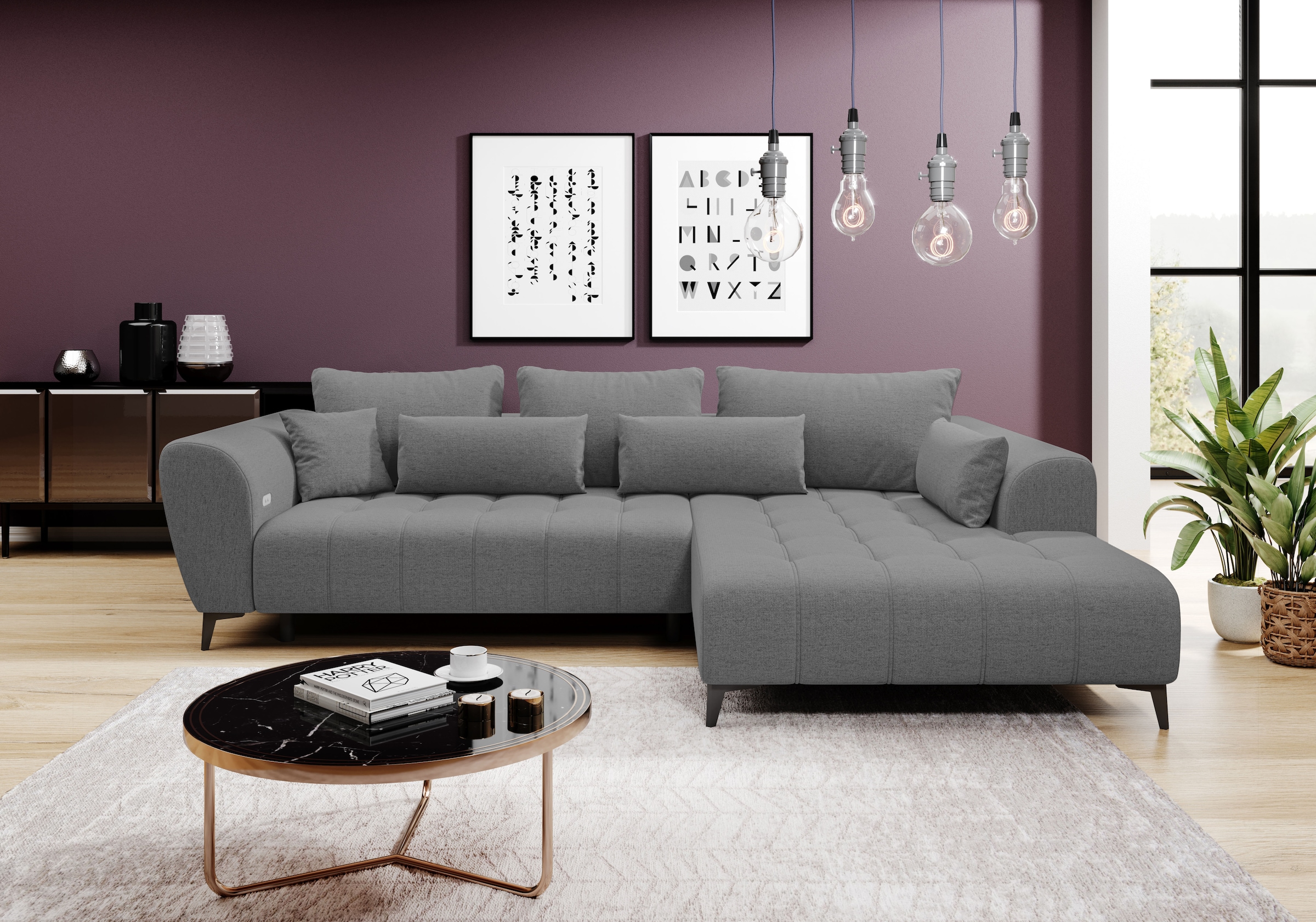 WERK2 Ecksofa "Garay, XXL-Liegefläche: elektrisch ausziehbar auf ca. 228×12 günstig online kaufen