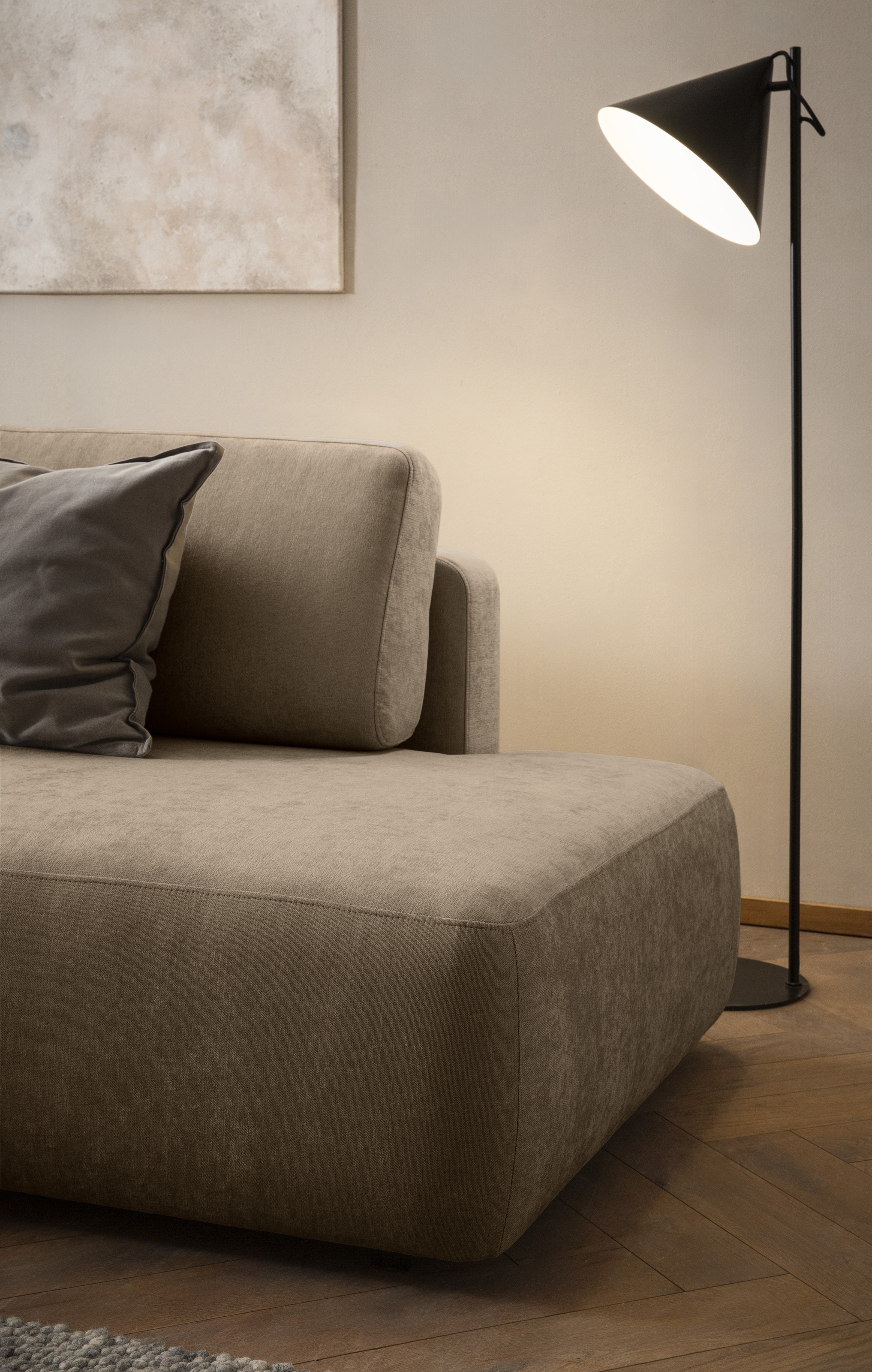 INOSIGN Ecksofa »TORGE, Schlafsofa Cord, Samtvelours u. Strukur fein, Couch in L-Form«, Schlaffunktion und Bettkasten, Liegefläche: 210x125 cm, neues Design