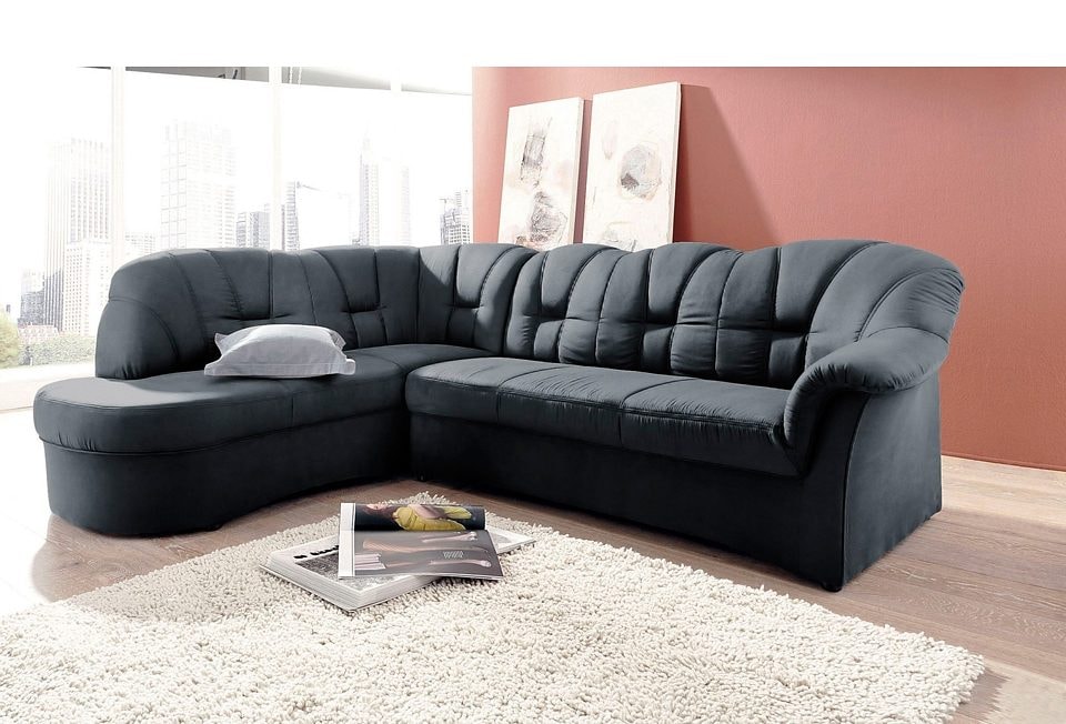 DOMO collection Ecksofa "Papenburg, zeitlose Rückensteppung, elegante Armlehne, L-Form" mit Ottomane, wahlweise mit Bettfunktion, OTTOs Choice