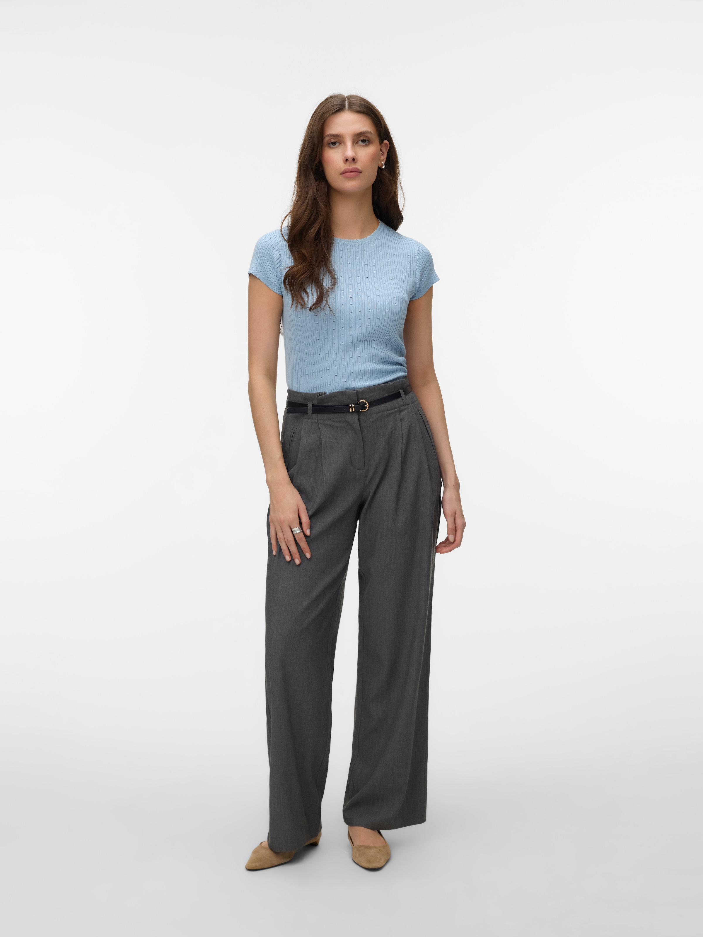 Vero Moda Kurzarmpullover »VMSILJE C/S O-NECK POINTELLE PULL NOOS« Sommerpulli