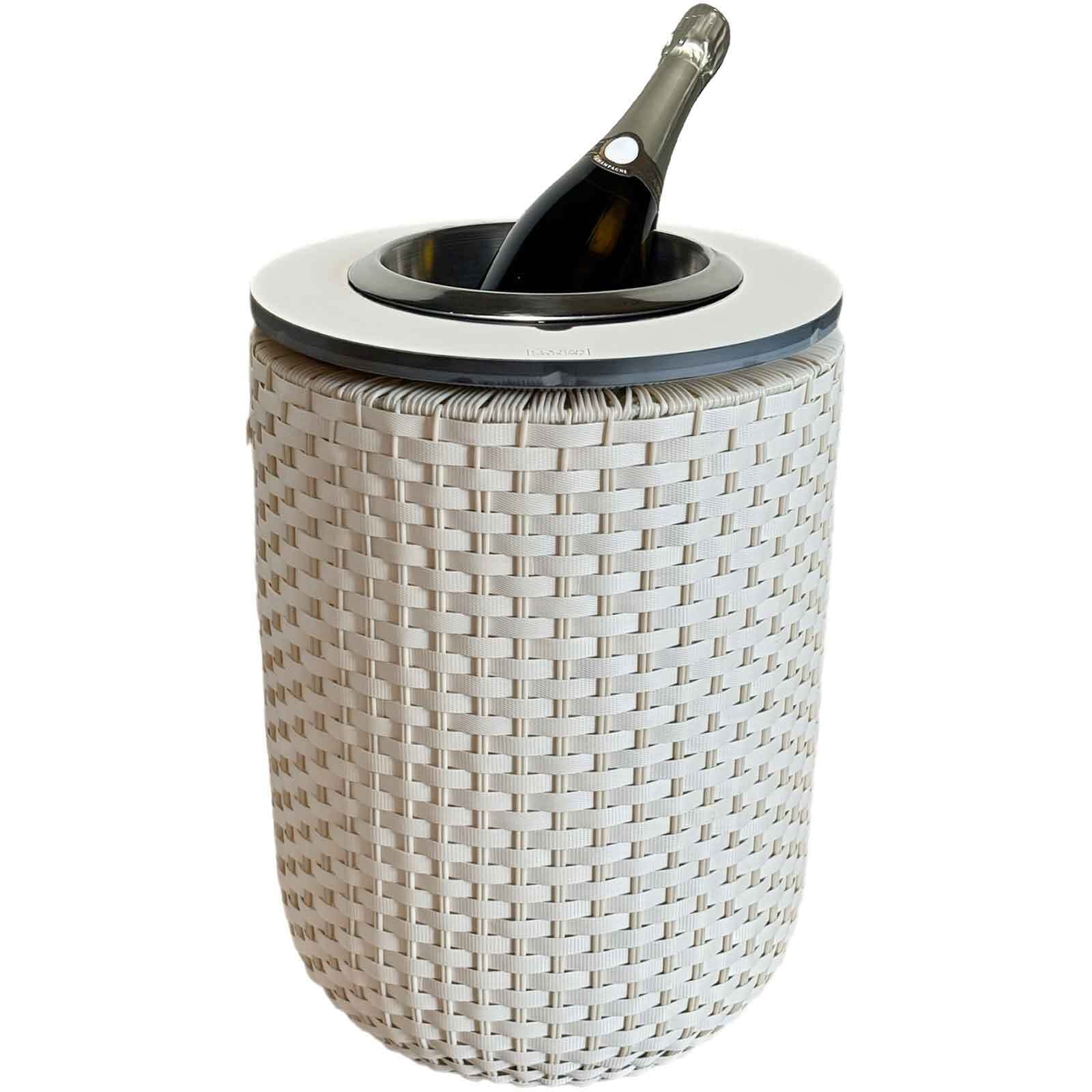 COOTAB Cooler Table Beistelltisch "4-in-1 Loungetisch mit Edelstahl-Kühler London 50 cm" 1 Stk. tlg. Wetterfest, Pflegeleicht, Hitzebeständig, Verstellbare Füße