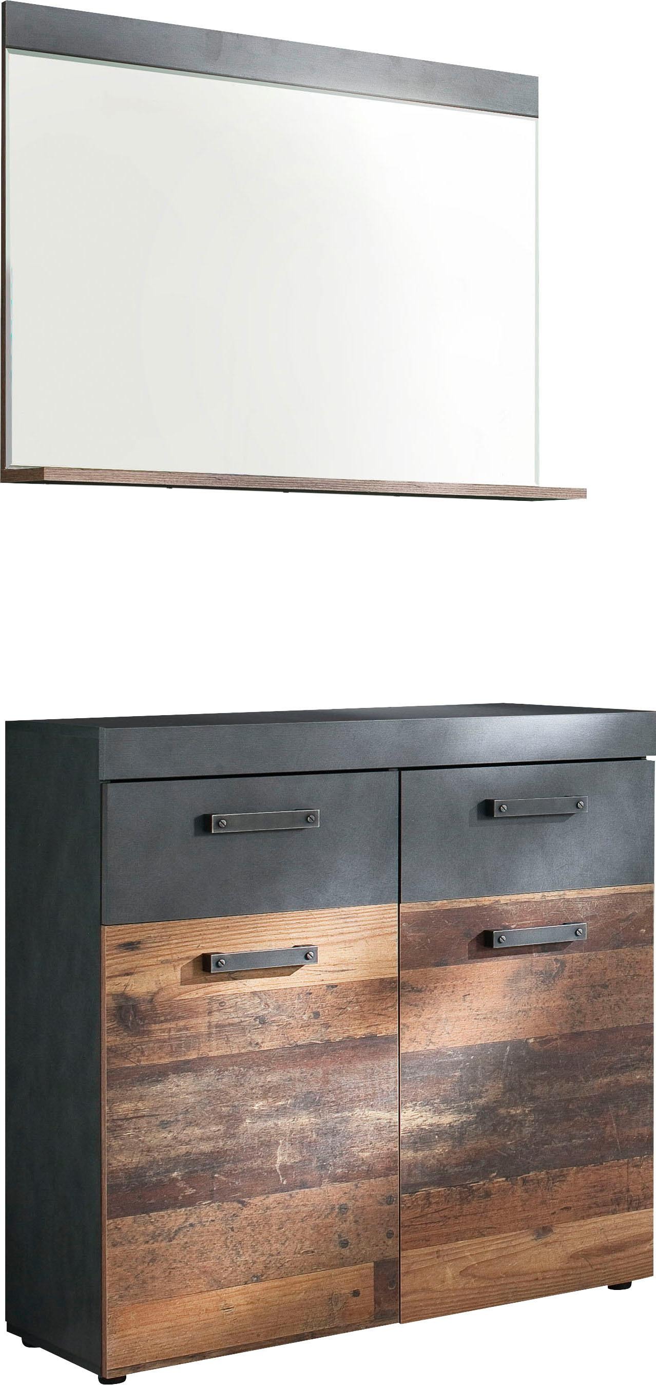INOSIGN Garderoben-Set »Ilana«, (Set, 2 St.), Garderobenmöbel im modernen Industrial Style mit antikfarbenen Griffen