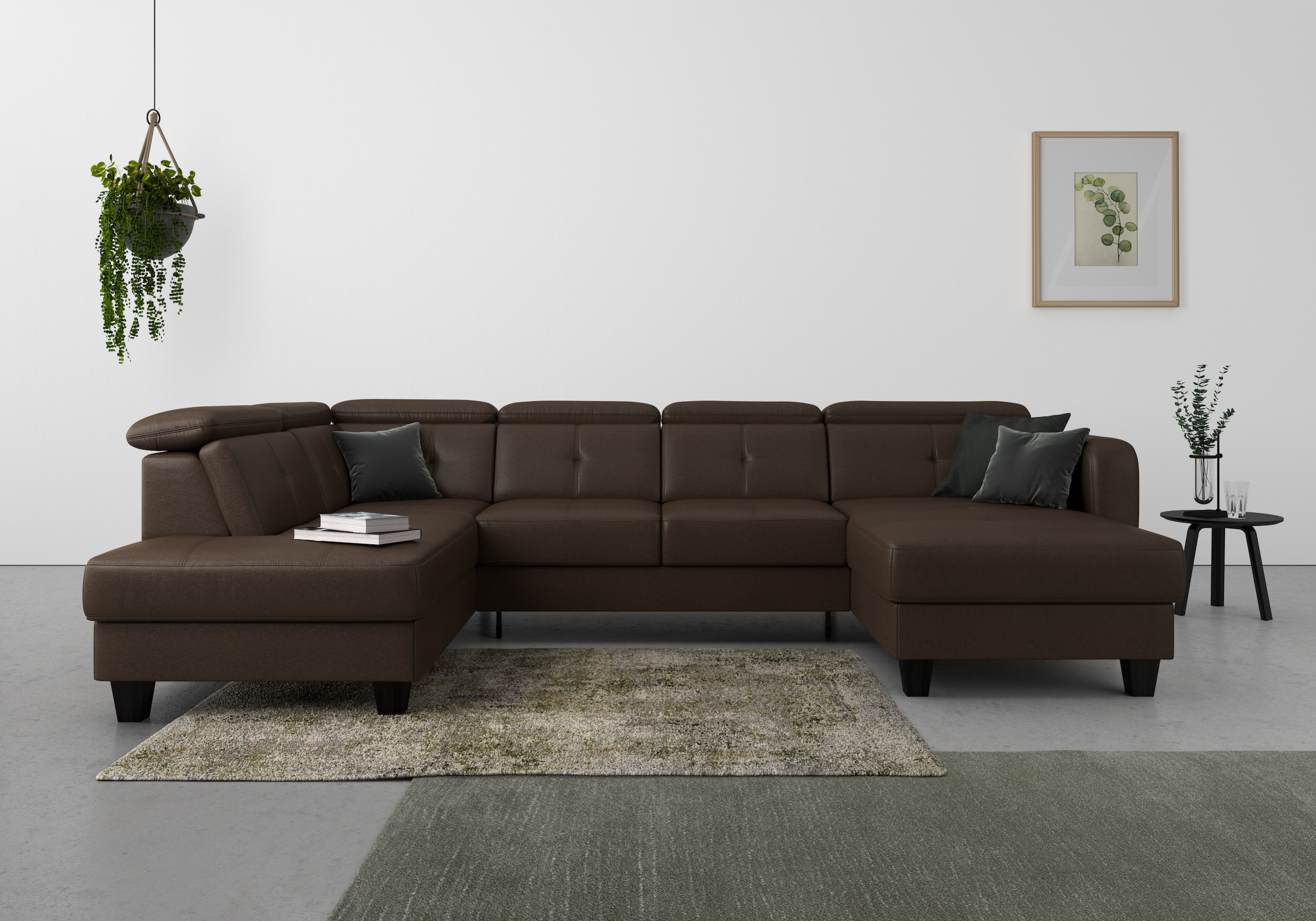 sit&more Wohnlandschaft "Belluci U-Form" Kopfteilverstellung und Federkern, wahlweise mit Schlaffunktion