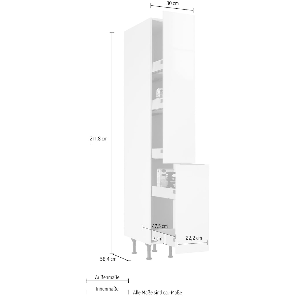 OPTIFIT Apothekerschrank »Tara«, mit 2 Vollauszügen und 5 Ablagen, Soft-Close-Funktion, Breite 30 cm