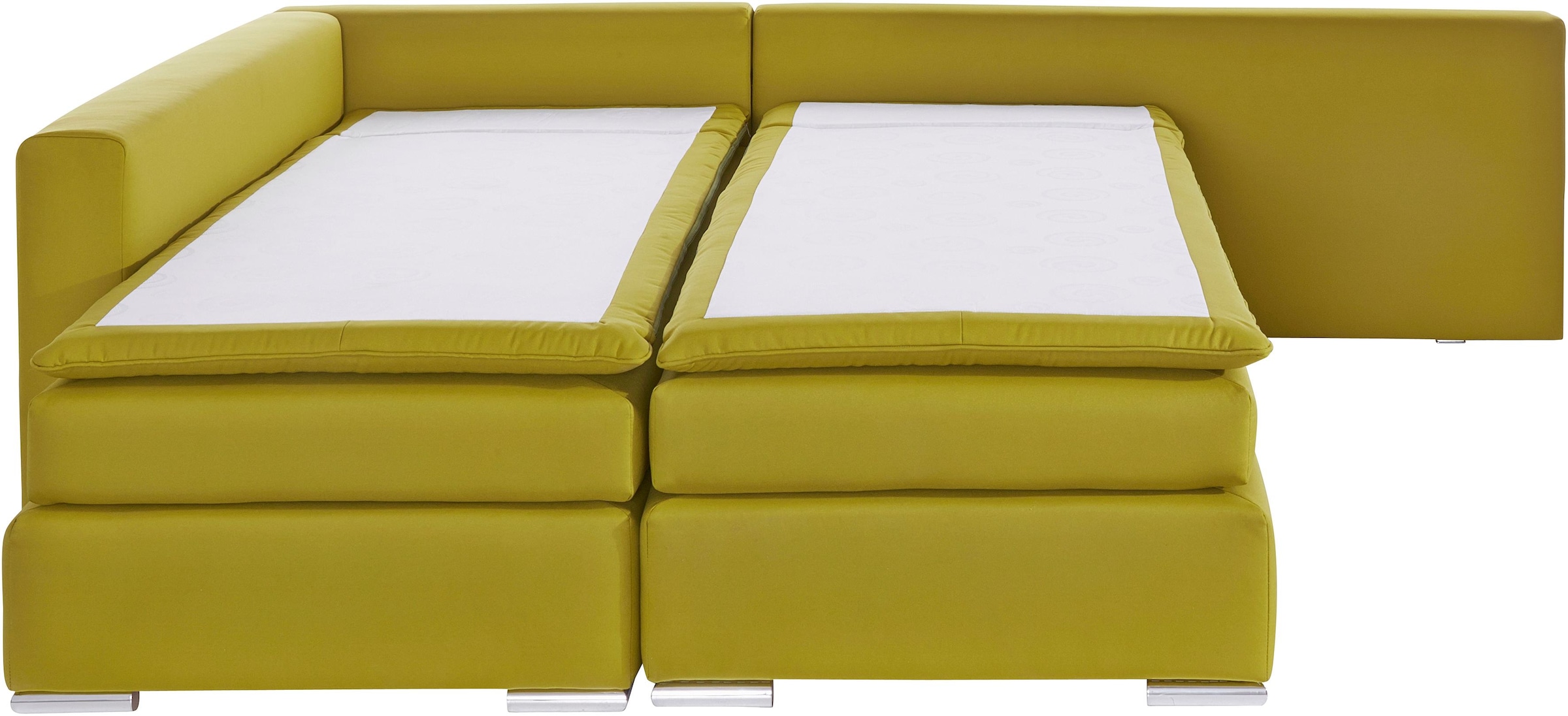 INOSIGN Ecksofa »Boxspringbett Night & Day L-Form mit Dauer-Schlaffunktion o. Armlehnen«, mit Boxspring-Bettfunktion 164x200 cm und Bettkasten, Dauerschläfer!