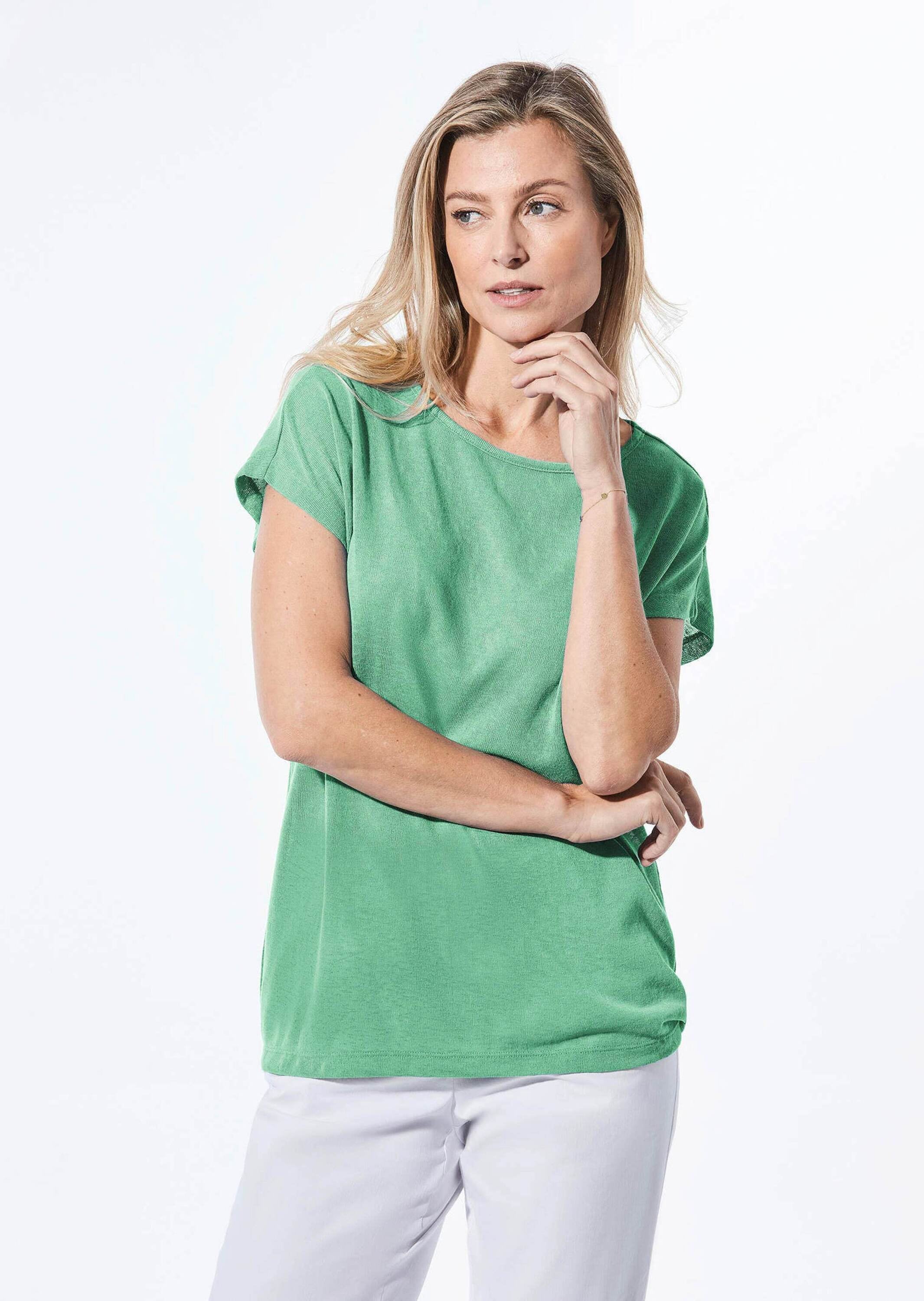 GOLDNER Kurzarmshirt »Shirt Shirt in Leinenoptik«