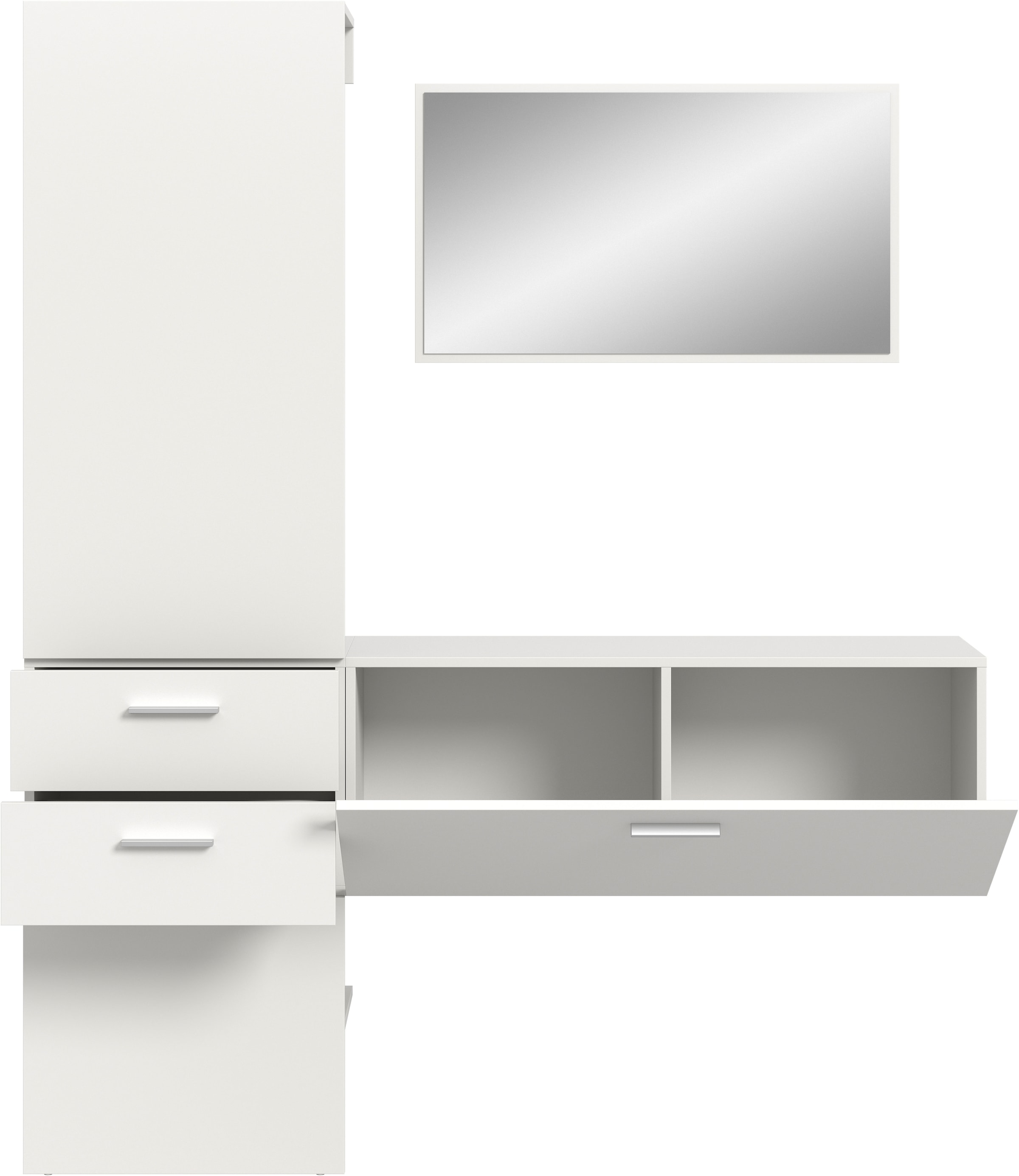 INOSIGN Garderoben-Set, (Set, 3 St.), Lumo, Garderobenset Breite 156 cm, Spiegel, 2 Schubladen, Flur, Diele