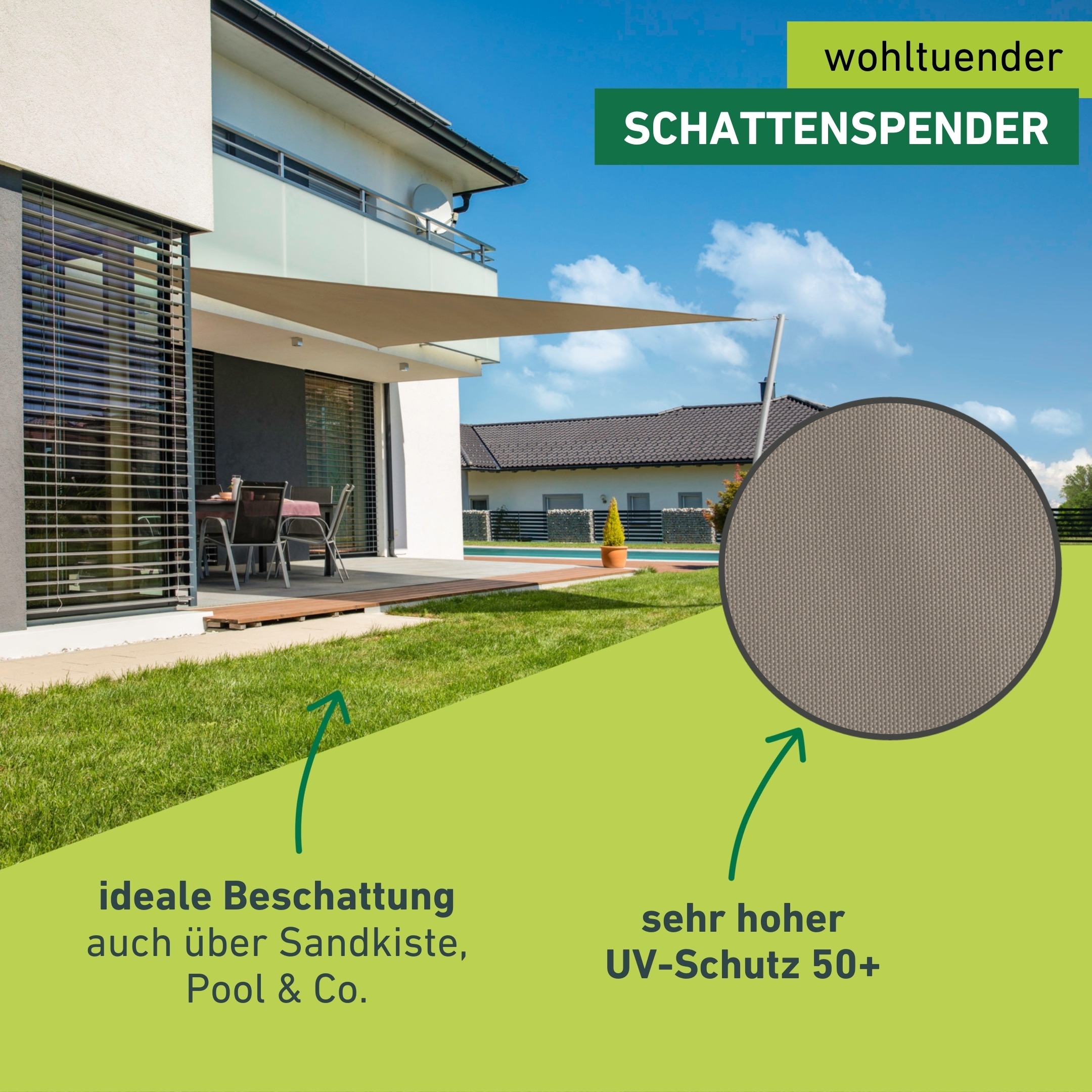 Windhager Sonnensegel »Cannes, Dreiecksegel zur Beschattung von Garten, Terrasse, Balkon« Sonnenschutz 4 x 4 x 4 m, erhältlich in anthrazit, grau oder taupe
