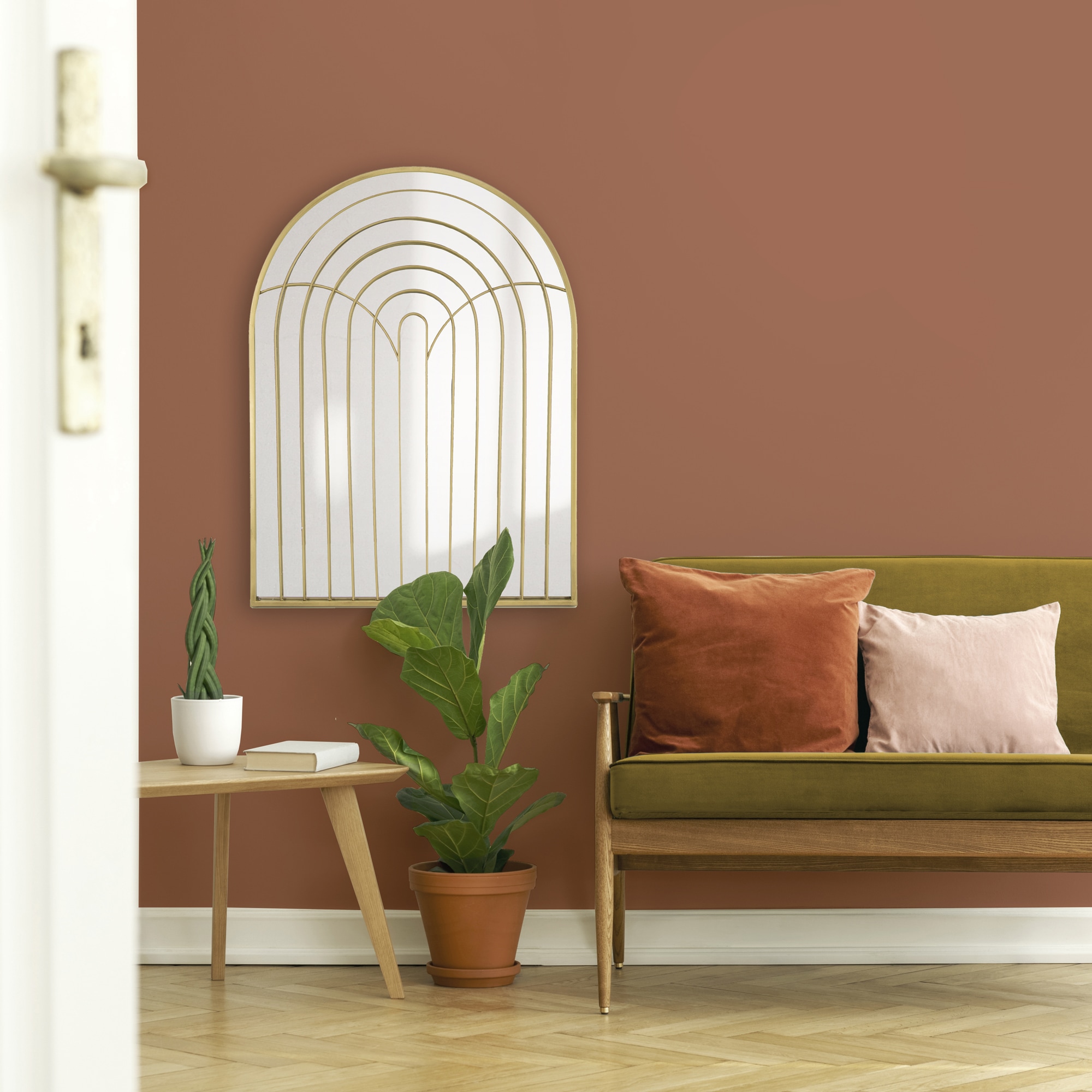 Spiegel, B:60cm H:80cm T:2,5cm Ø:2,5cm, gold, ART FOR THE HOME, Metall, Spiegel, "Francesca", Luxus Spiegel