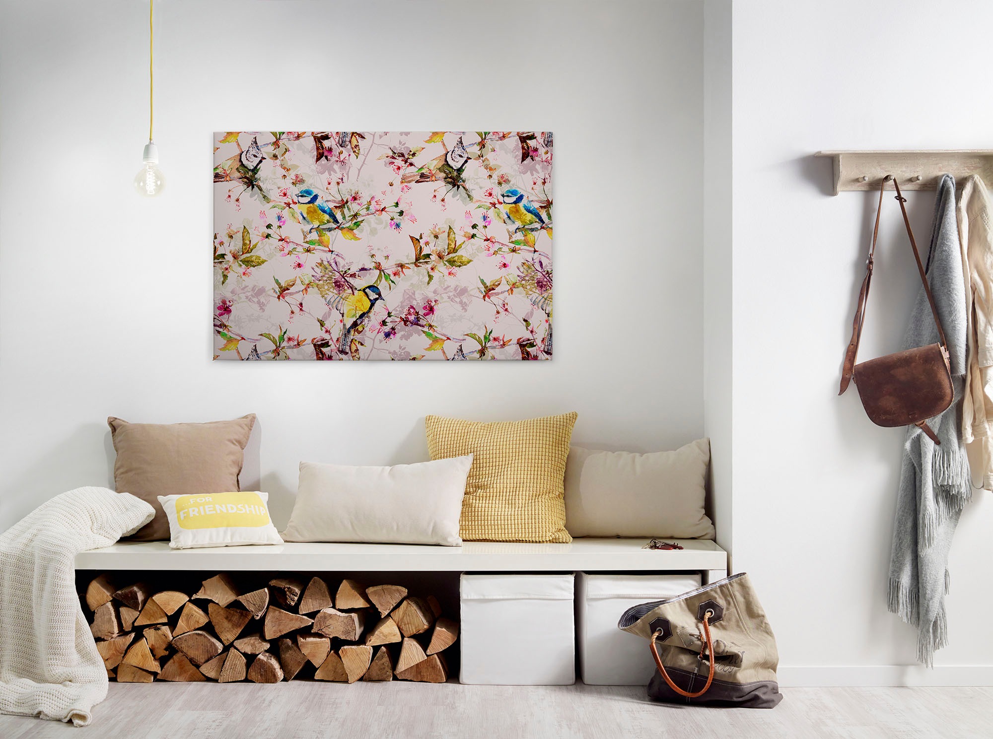 A.S. Création Leinwandbild "songbirds" Kunst Vögel 1 Stk. tlg. Keilrahmen Bild Floral Leinwand-Bild Wohnzimmer modern Wandbild Kinder