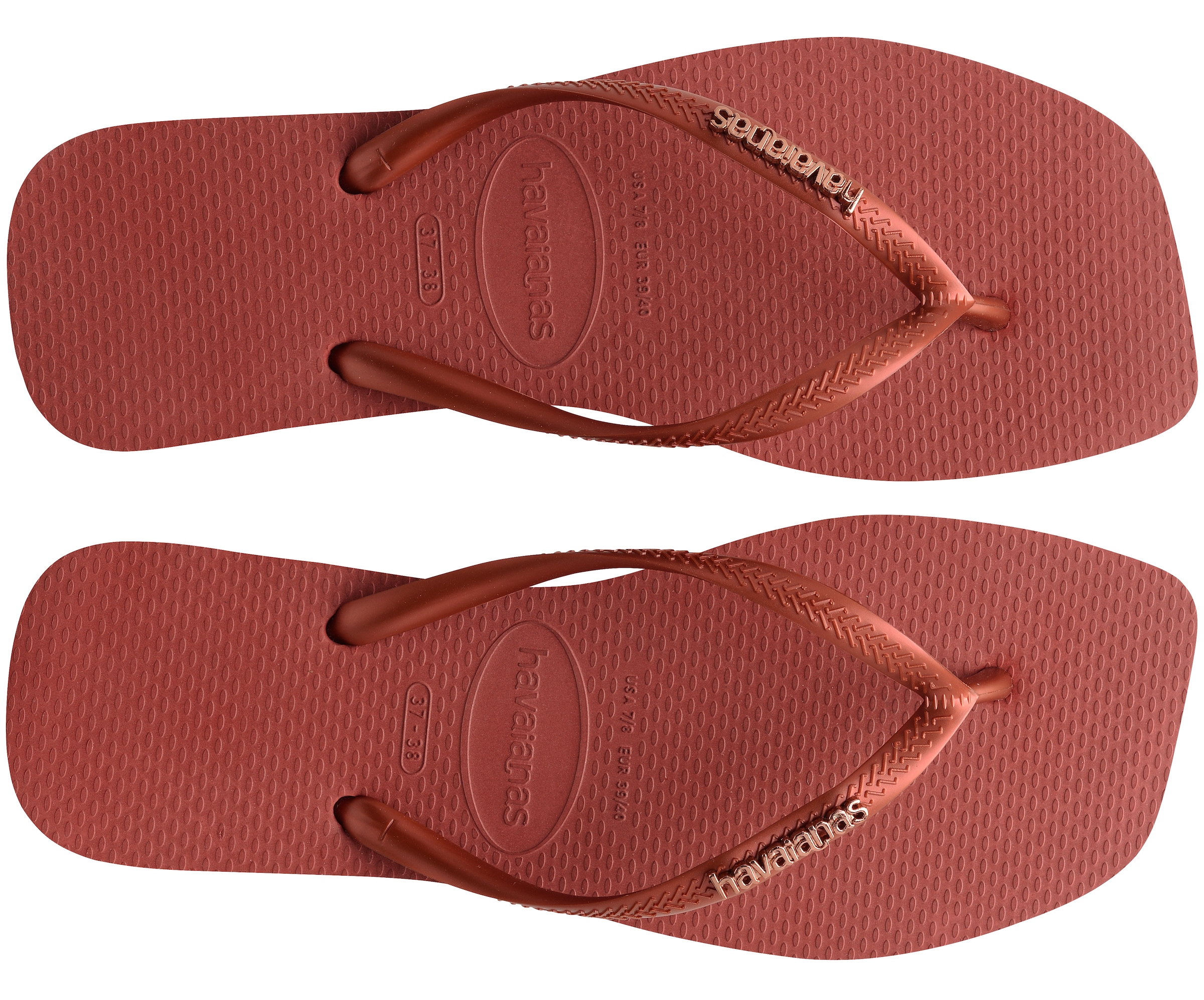 Havaianas Zehentrenner »SQUARE LOGO METALLIC«, Sommerschuh, Schlappen, Poolsildes mit Metallic-Riemchen