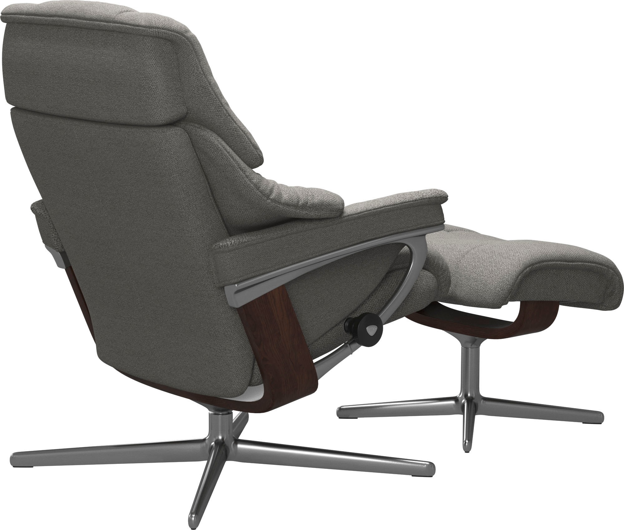 Stressless® Relaxsessel »Reno«, (Set, Relaxsessel mit Hocker), mit Hocker, mit Cross Base, Größe S, M & L, Holzakzent Braun