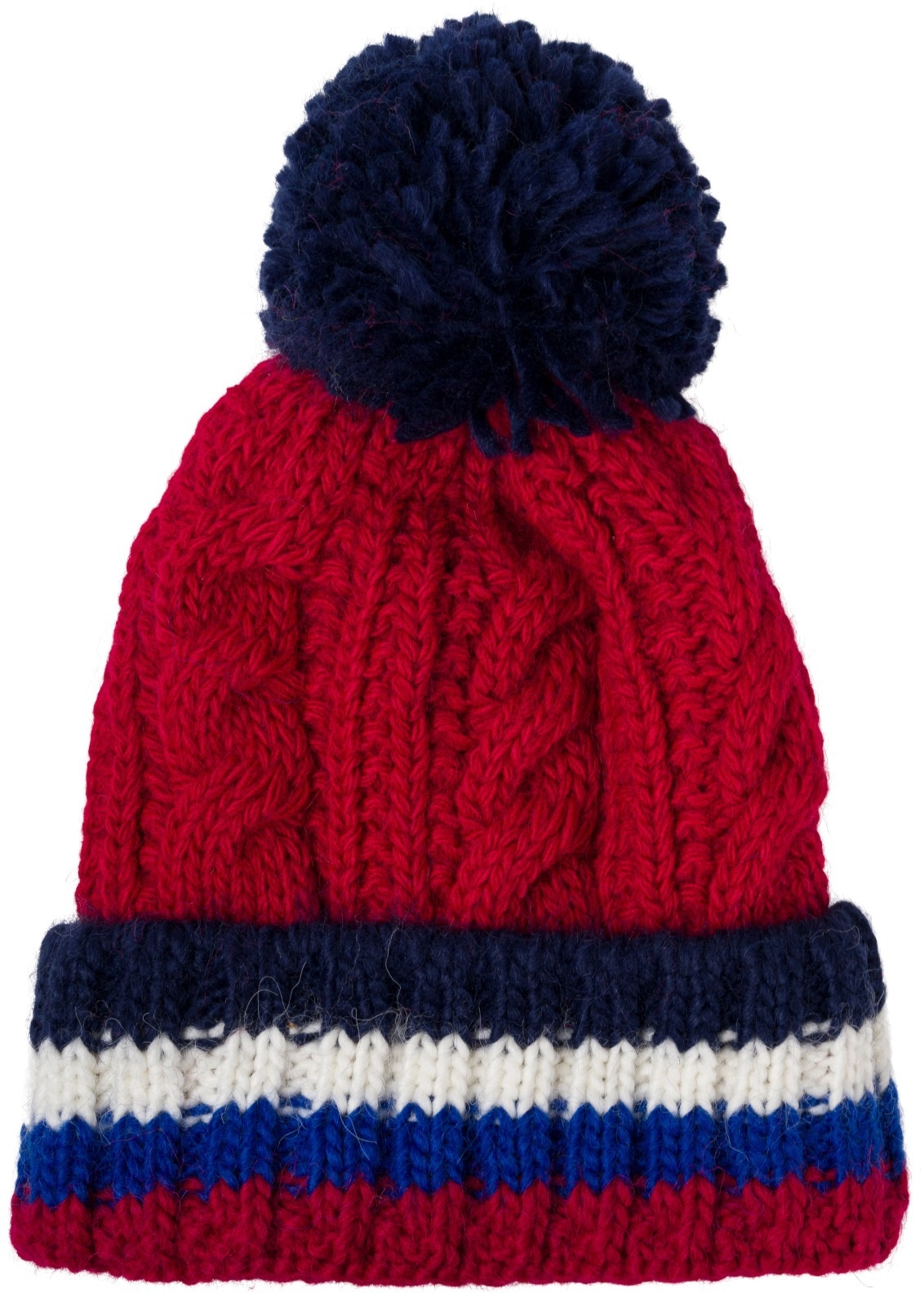 styleBREAKER Strickmütze "Kinder Strick Bommelmütze Zopfmuster" 1 Stk.