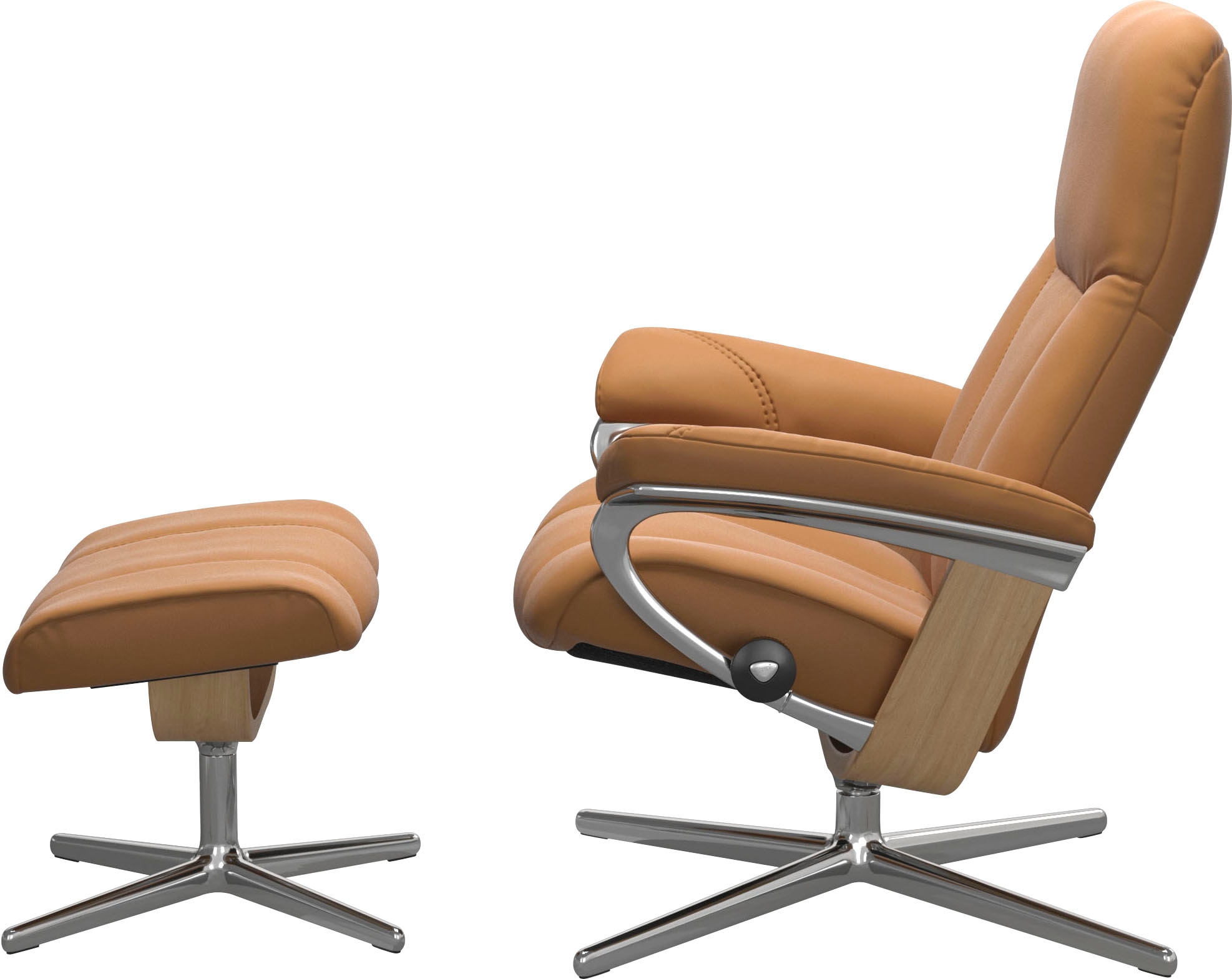 Stressless® Relaxsessel »Consul«, (Set, Relaxsessel mit Hocker), mit Hocker, mit Cross Base, Größe S, M & L, Holzakzent Eiche