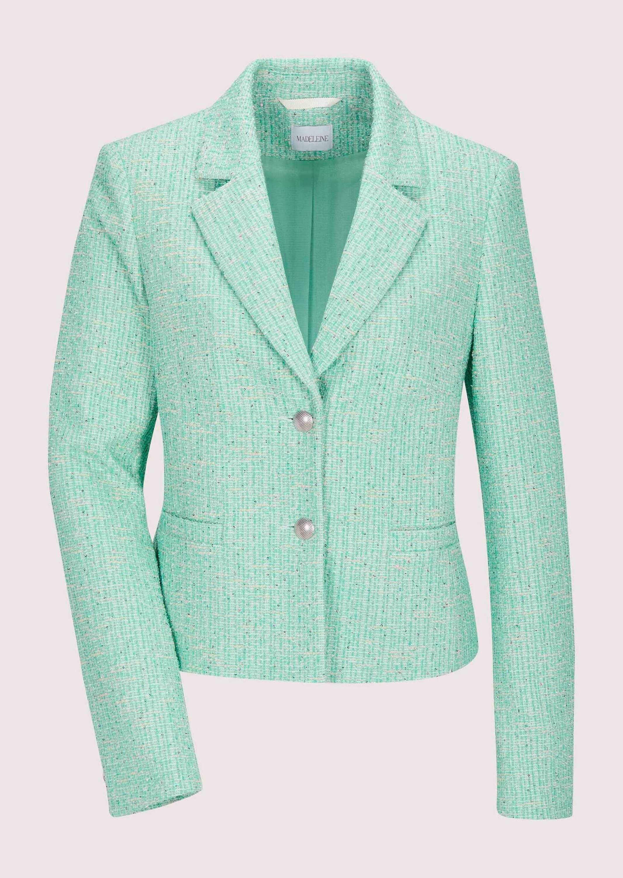 MADELEINE Jackenblazer "Blazer Tweed-Blazer mit Paillettenakzenten" Tweed-Optik