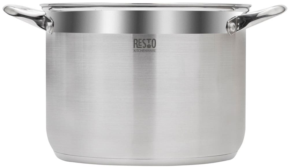 RESTO Kitchenware Kochtopf »Libra, Topf energiesparend und spülmaschinenfest«, Edelstahl 18/10, (2 tlg.), mit hitzebeständigem Glasdeckel und Griffen