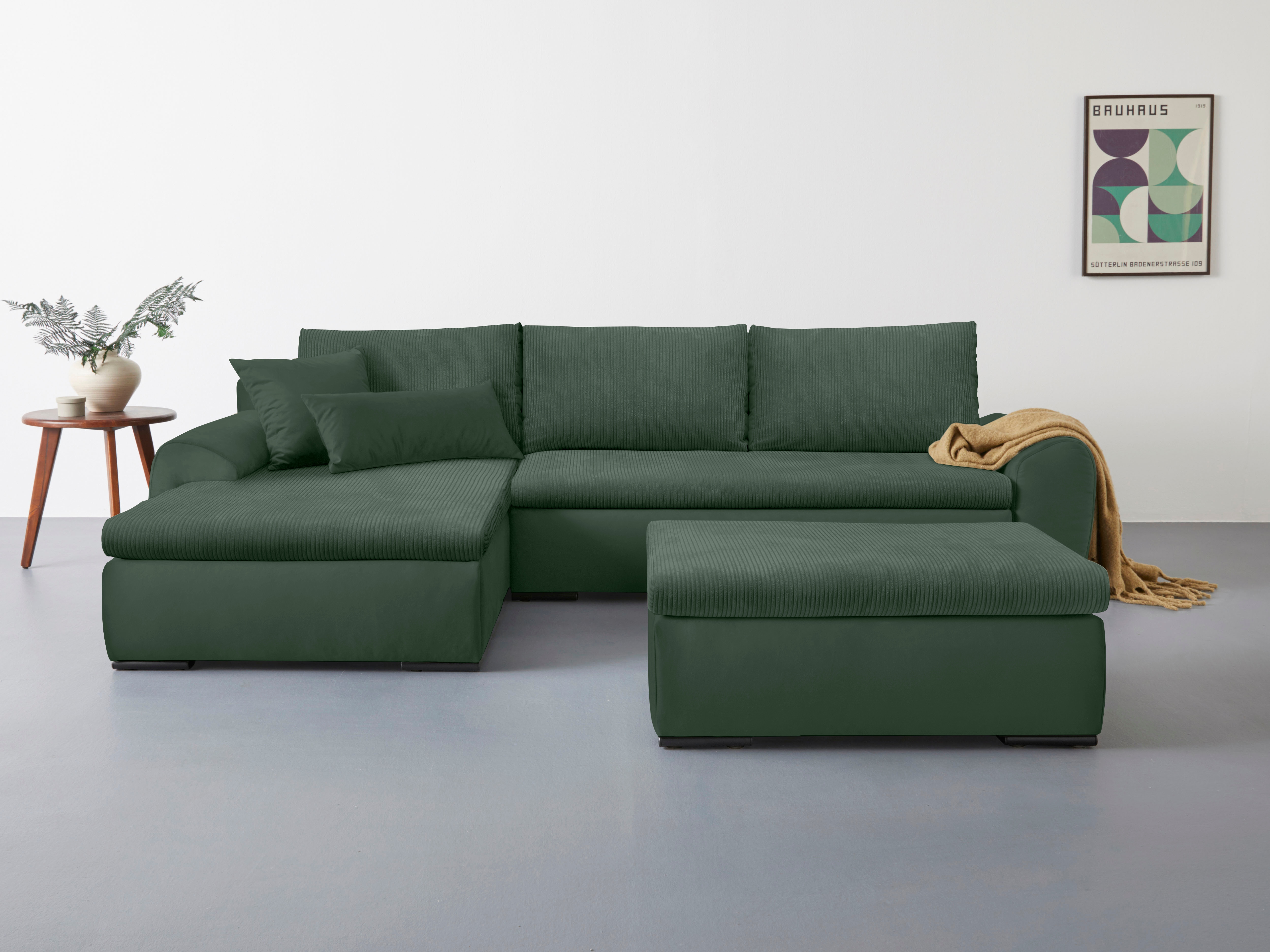 Home affaire Ecksofa "Win L-Form, B: 285 cm - OTTO. Verlässliche Qualität." 2 Zierkissen, optional Schlaffunktion & Bettkasten