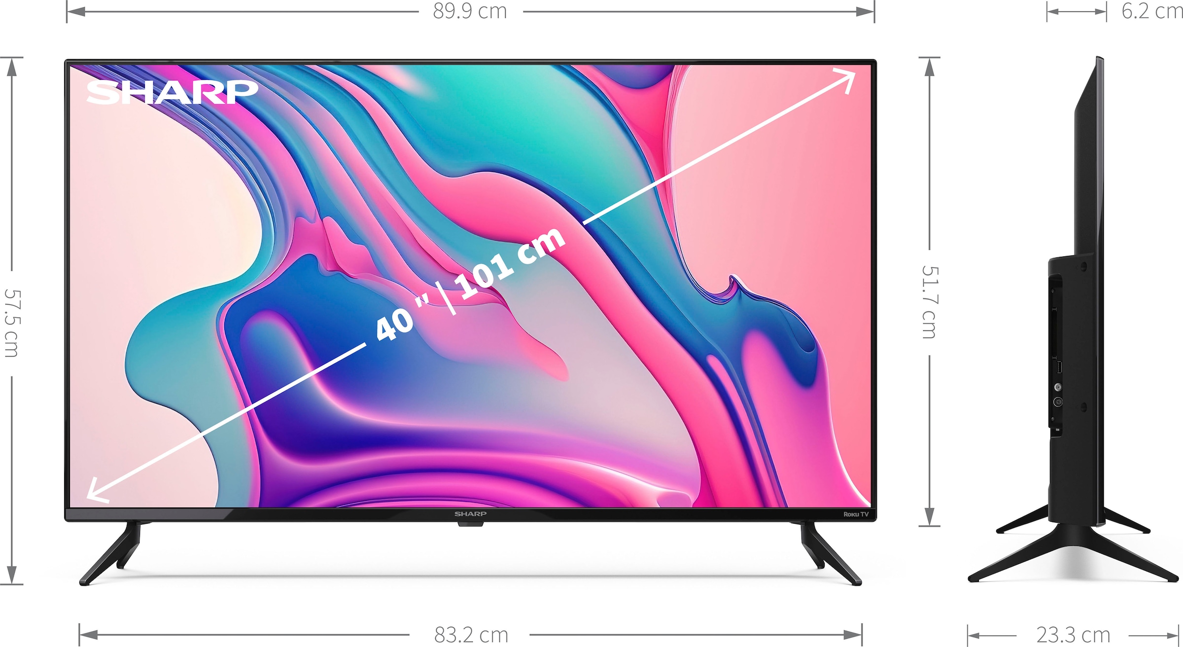 Sharp LED-Fernseher »2T-C40FDx«, BAUR nur TV verfügbar, in Rahmenlos, Dolby 100 Roku Zoll, Full | Digital Deutschland HDR10, HD, cm/40 Smart-TV