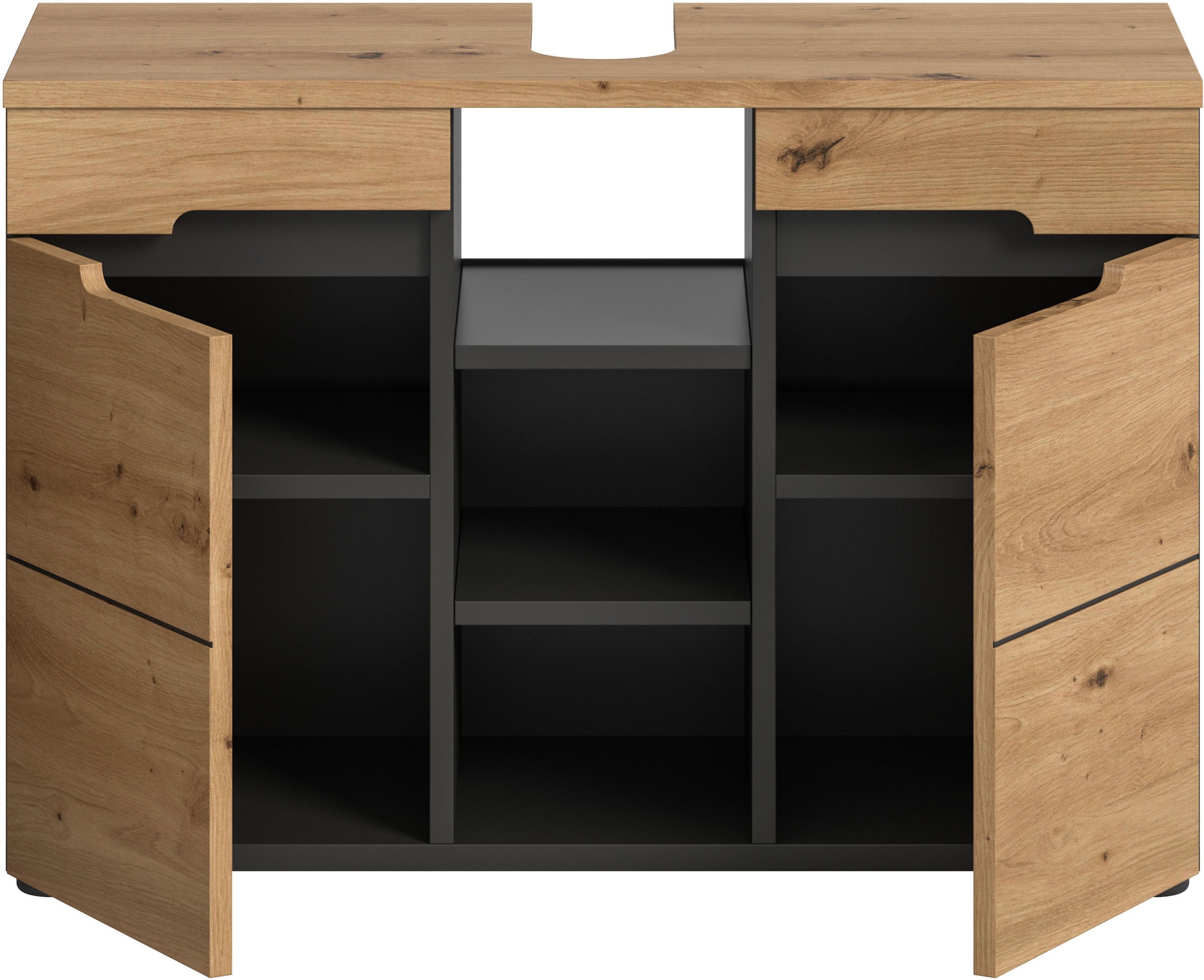 INOSIGN Waschbeckenunterschrank »REHAT, Breite 63 cm, 2 Türen, Einlegeboden, mit Siphonausschnitt«, Soft-Close-Funktion, eingefasste Griffaussparung in der Front