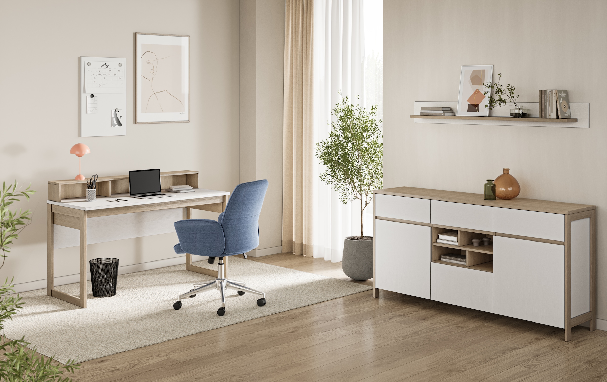 Home affaire Schreibtisch »Stranda, Arbeitstisch im Skandi Style, Bürotisch in zwei Farben«, moderner Computertisch, wohnliches Home Office