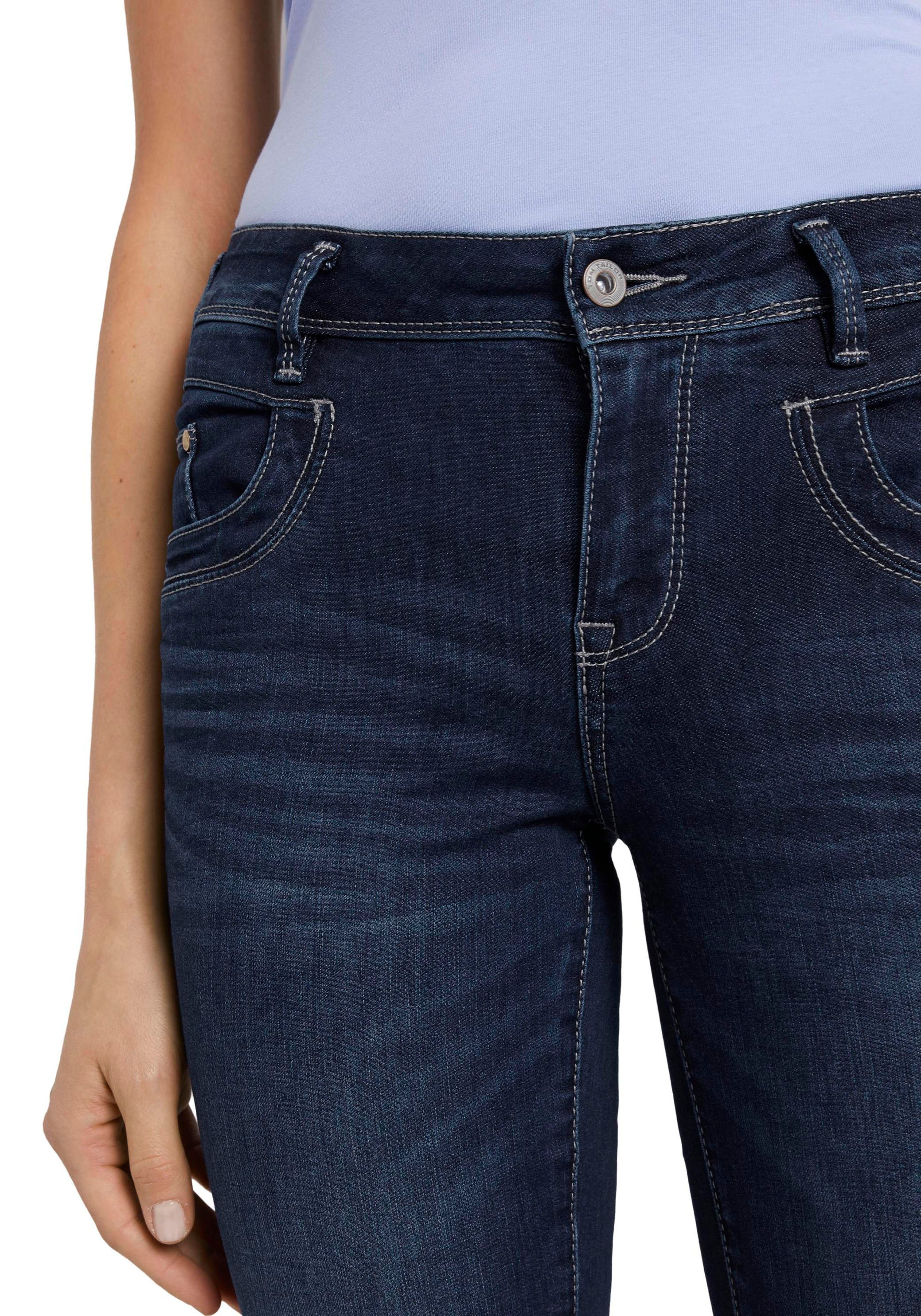 Gerade Jeans TOM TAILOR "Alexa Straight", Damen, Gr. 31, Länge 30, blau (schwarz stone washed), Denim/Jeans, Obermaterial: 69% Baumwolle, 20% Polyester, 9% Viskose, 2% Elasthan, bequem lang, Jeans, mit Kontrastnähten, Topseller 3