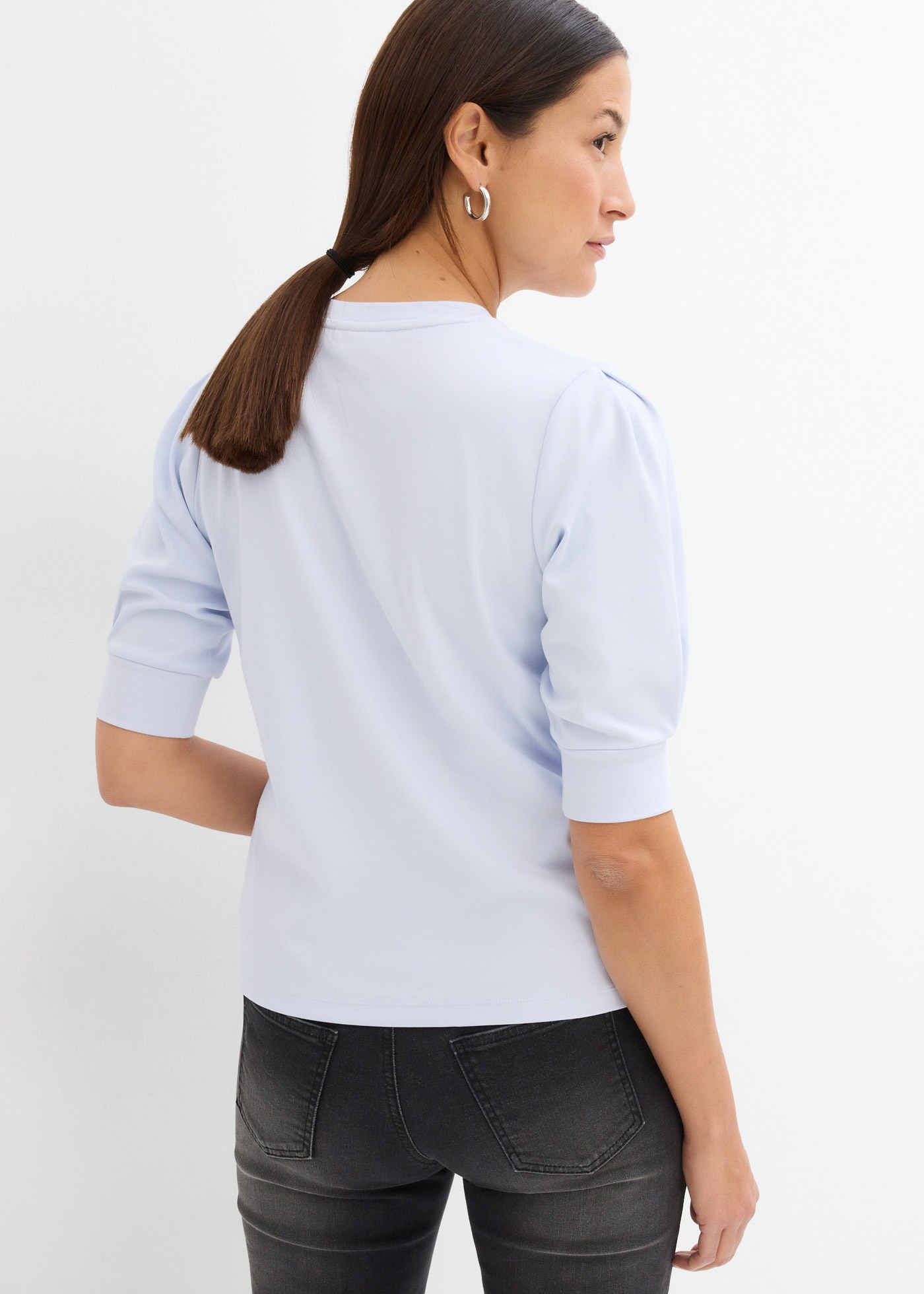 bonprix T-Shirt 1 Oversize-Passform, dezente Puffärmel, Halbarm, aus reiner günstig online kaufen