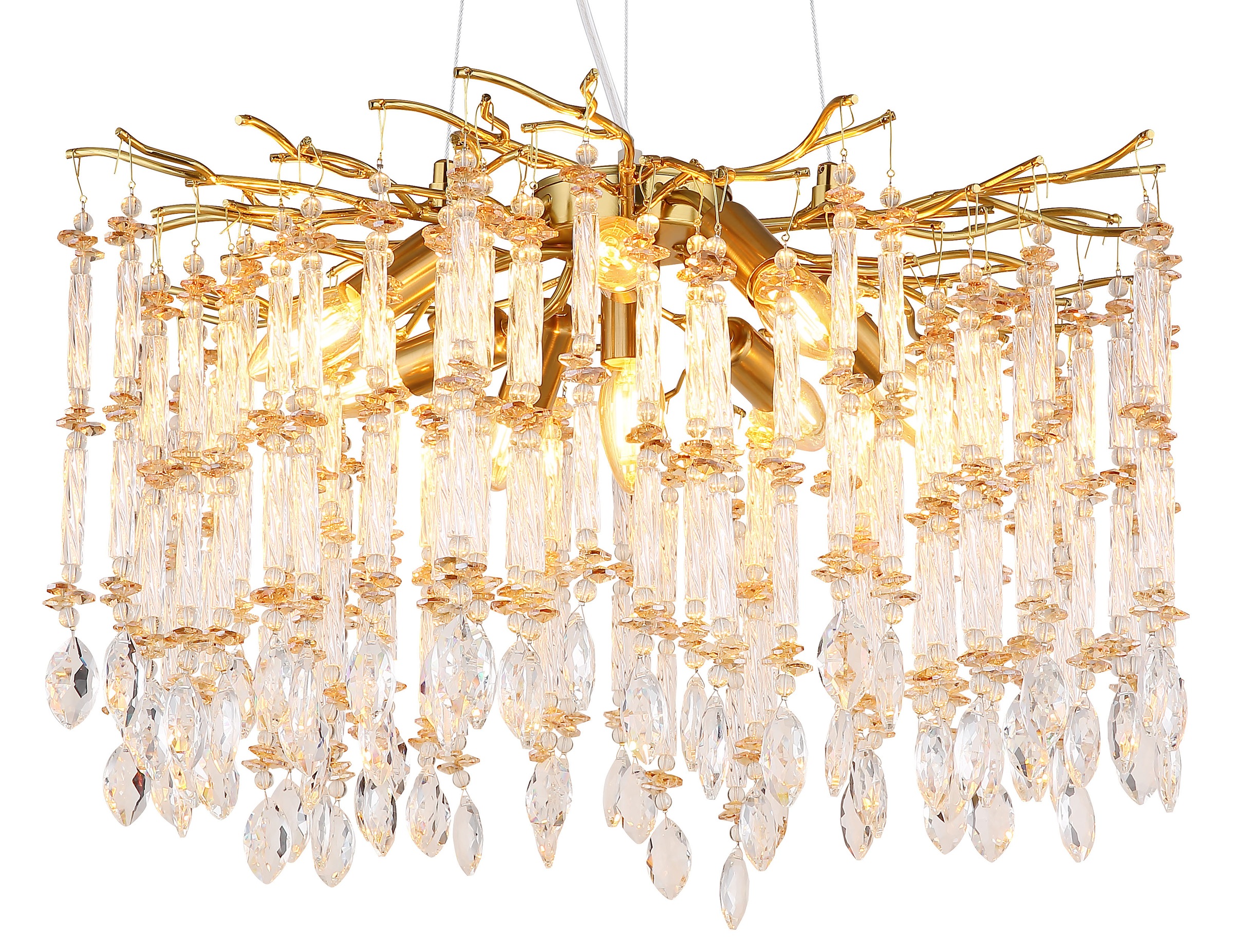 GLOBO LIGHTING Hängeleuchte »GLORIA« E14 1 Stk. Deckenluster in edler Goldoptik und klaren Glaselementen