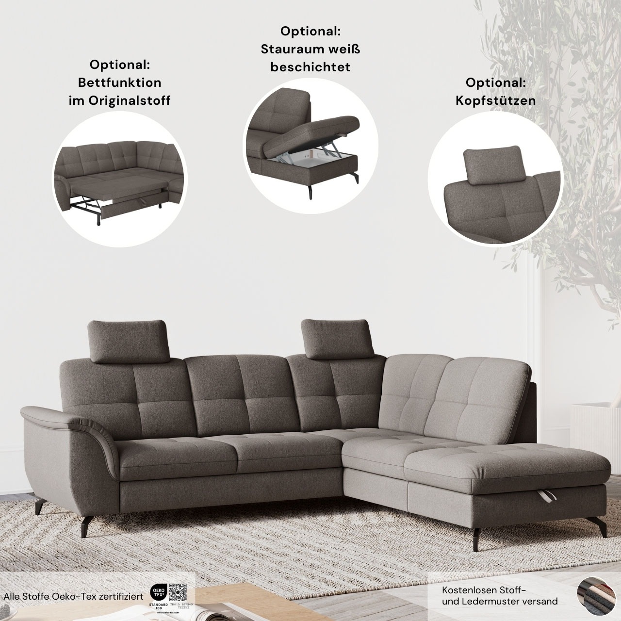 Thumbnail - sit&more Ecksofa "Zora L-Form", wahlweise mit Bettfunktion und Bettkasten