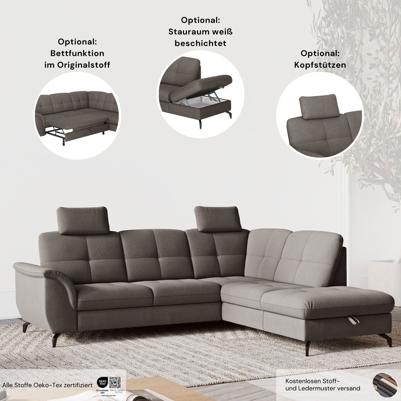 Thumbnail - sit&more Wohnlandschaft "Zora U-Form", wahlweise mit Bettfunktion und Bettkasten