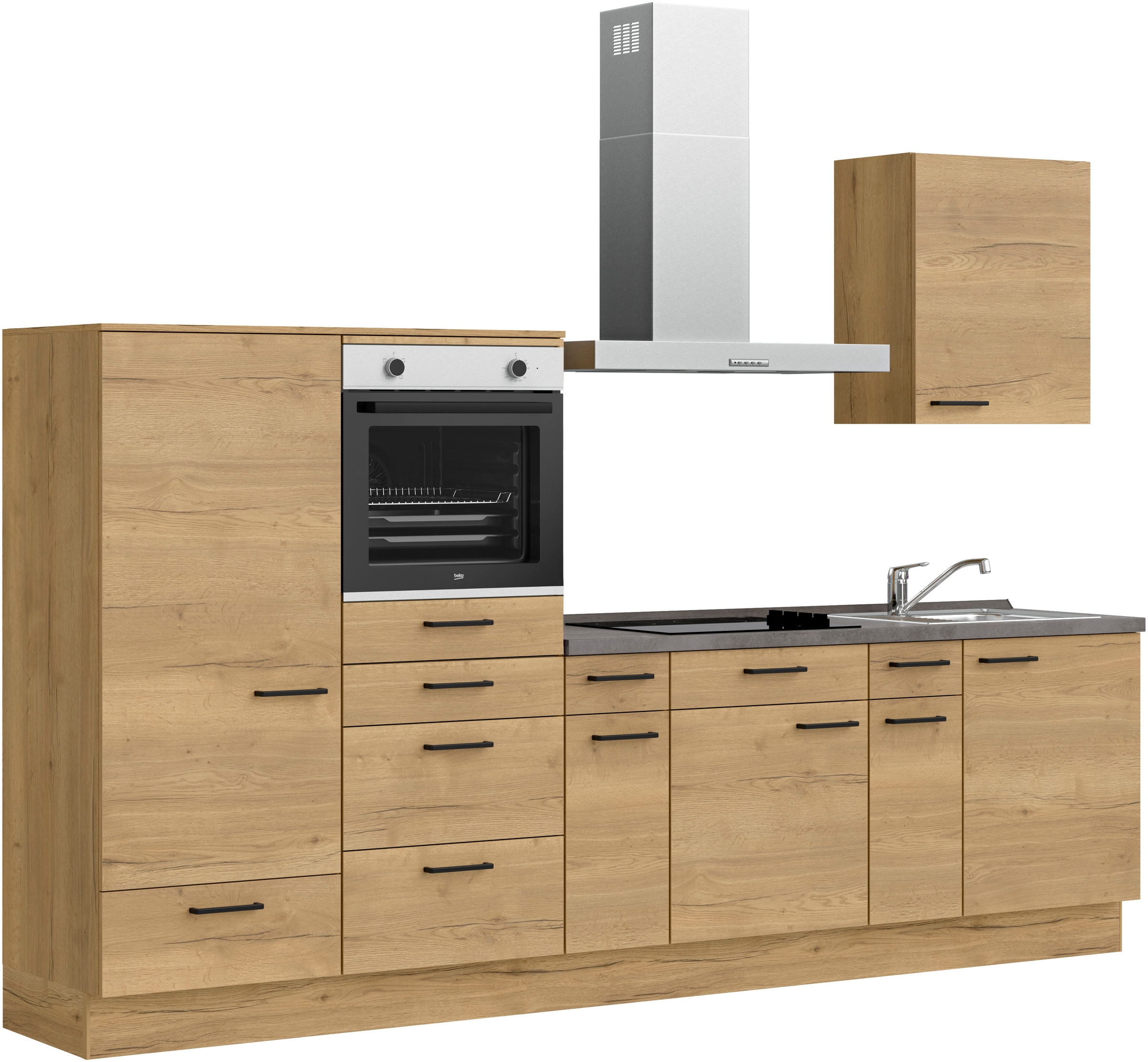 nobilia® Küchenzeile »"Structura I"«, vormontiert, Ausrichtung wählbar, Breite 300 cm, wahlw. mit E-Geräten