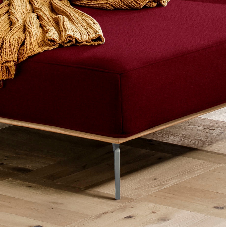 W.SCHILLIG Ecksofa »run, Designsofa mit tollem Sitzkomfort, bequem, L-Form«, mit elegantem Holzsockel, Füße in Silber matt, Breite 319 cm