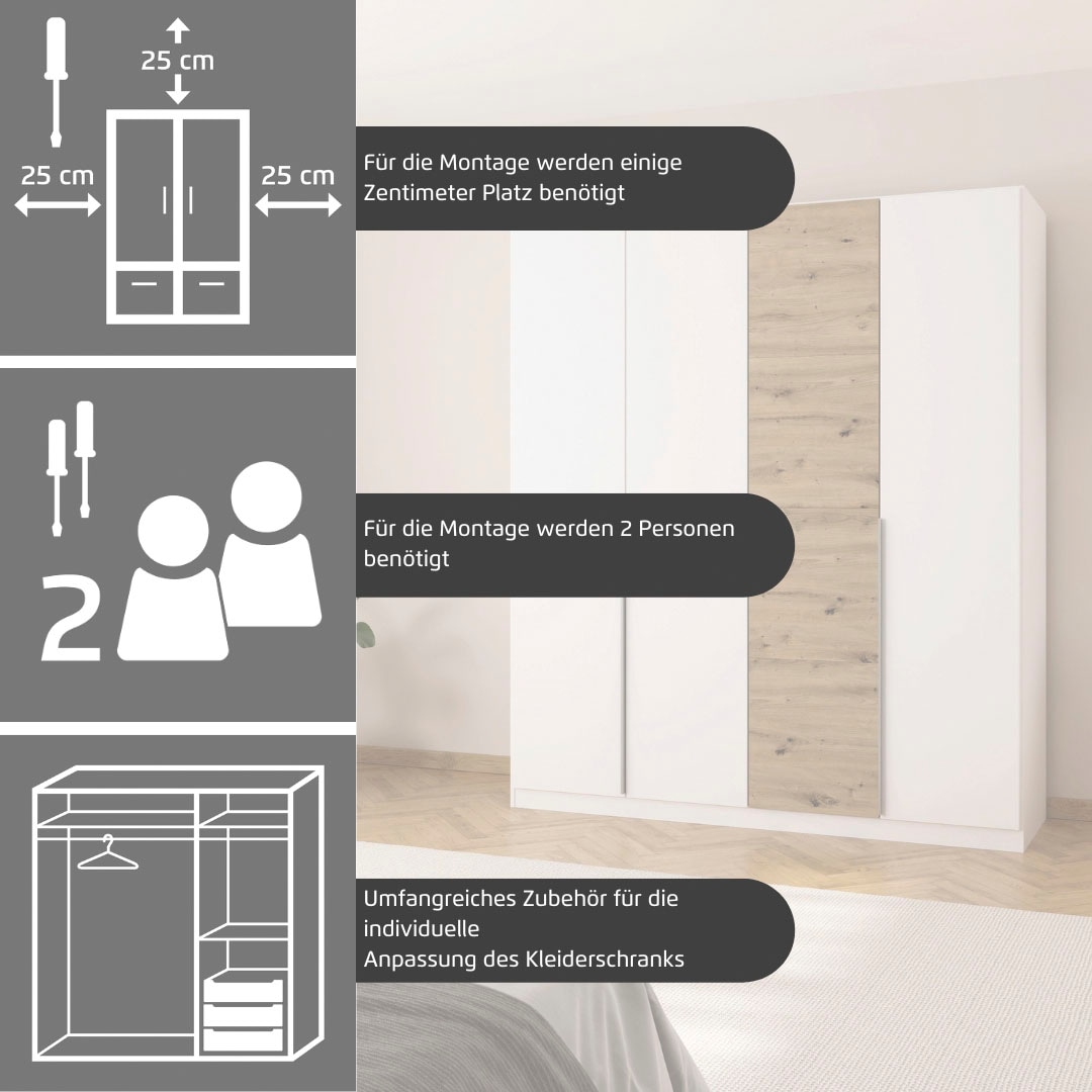 rauch Drehtürenschrank »Bellezza« inkl. Schubkasteneinsatz, Wäscheeinteilung und weiterem Zubehör