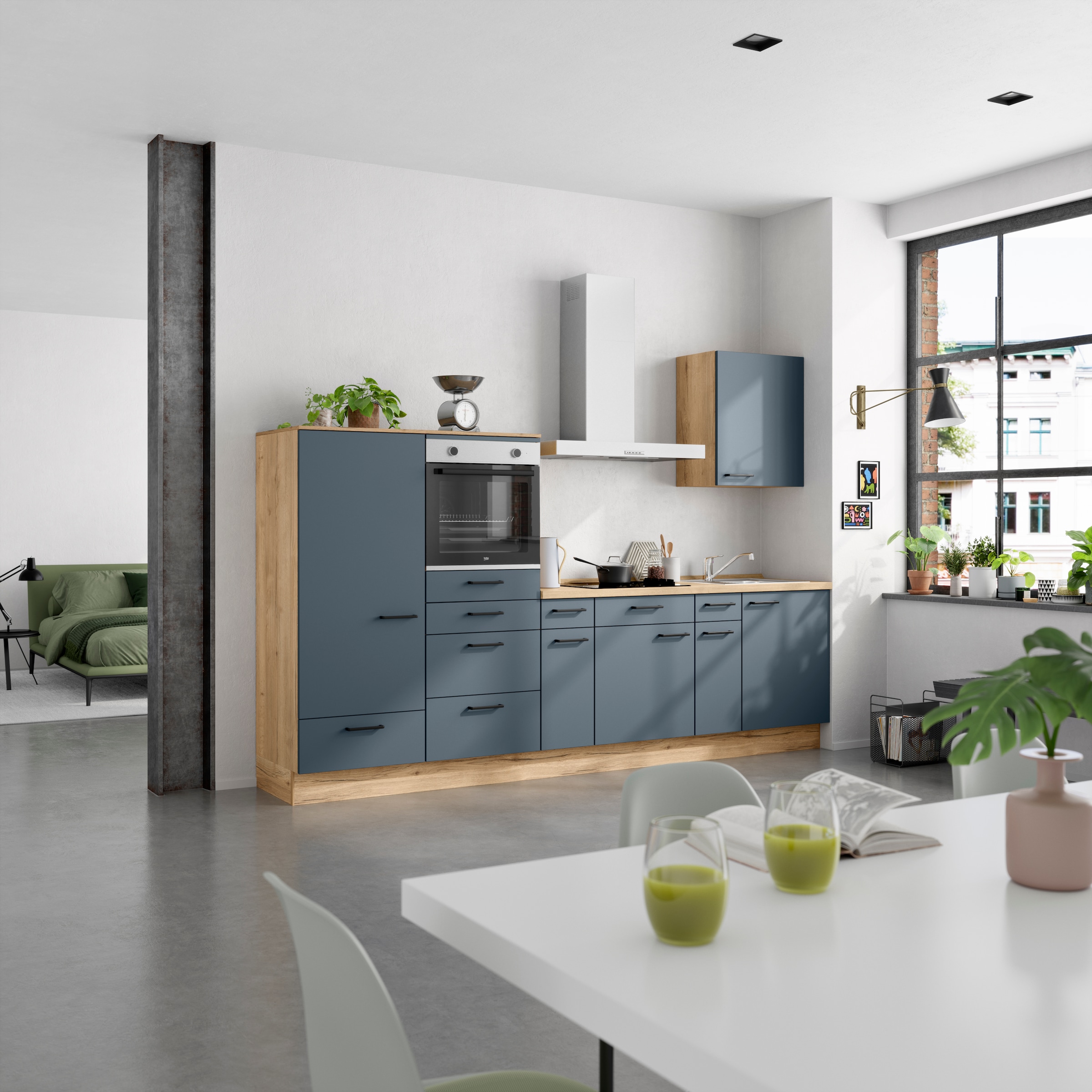nobilia® Küchenzeile »"Easytouch I"«, vormontiert, Ausrichtung wählbar, Breite 300 cm, wahlw. mit E-Geräten
