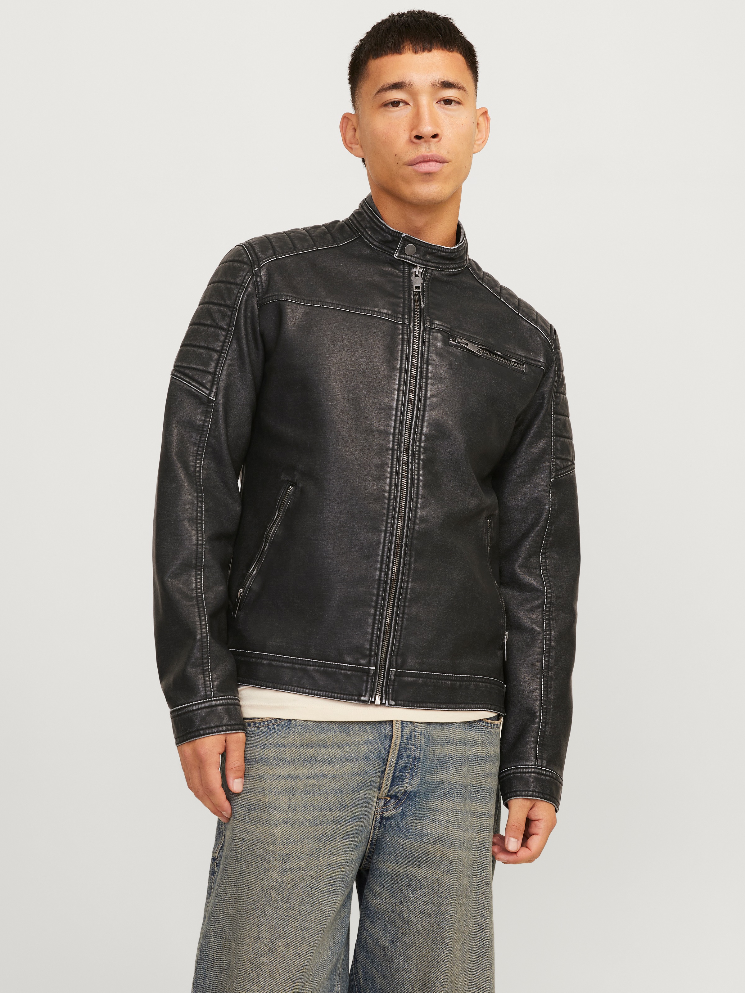 Jack & Jones Lederimitatjacke "JJEROCKY WASHED PU JACKET NOOS", ohne Kapuze günstig online kaufen