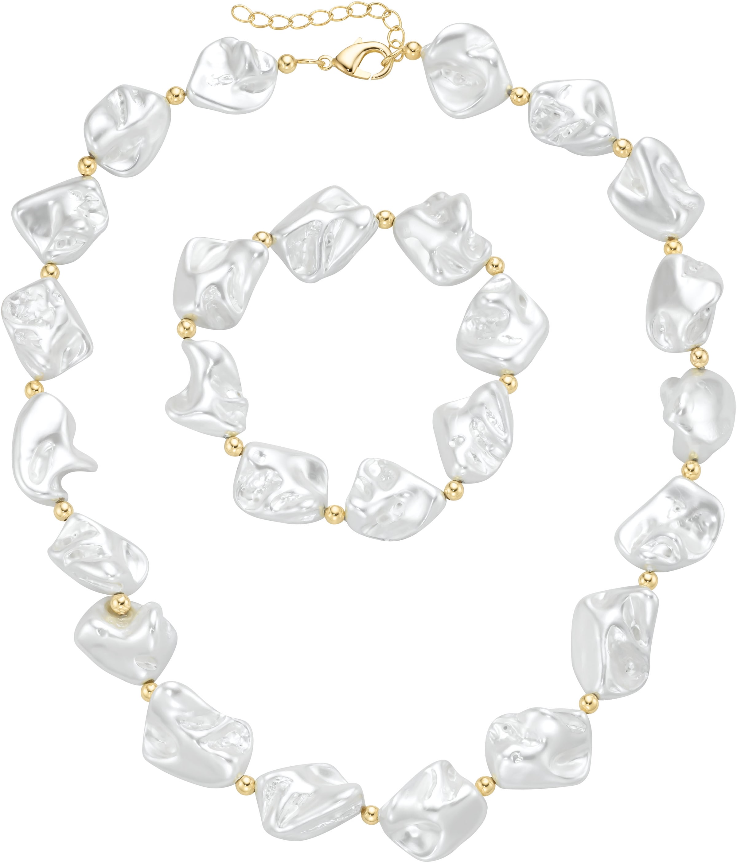 Ketten und Armband Set »Multipack Schmuck Geschenk Perlenarmband Perlenkette barock...