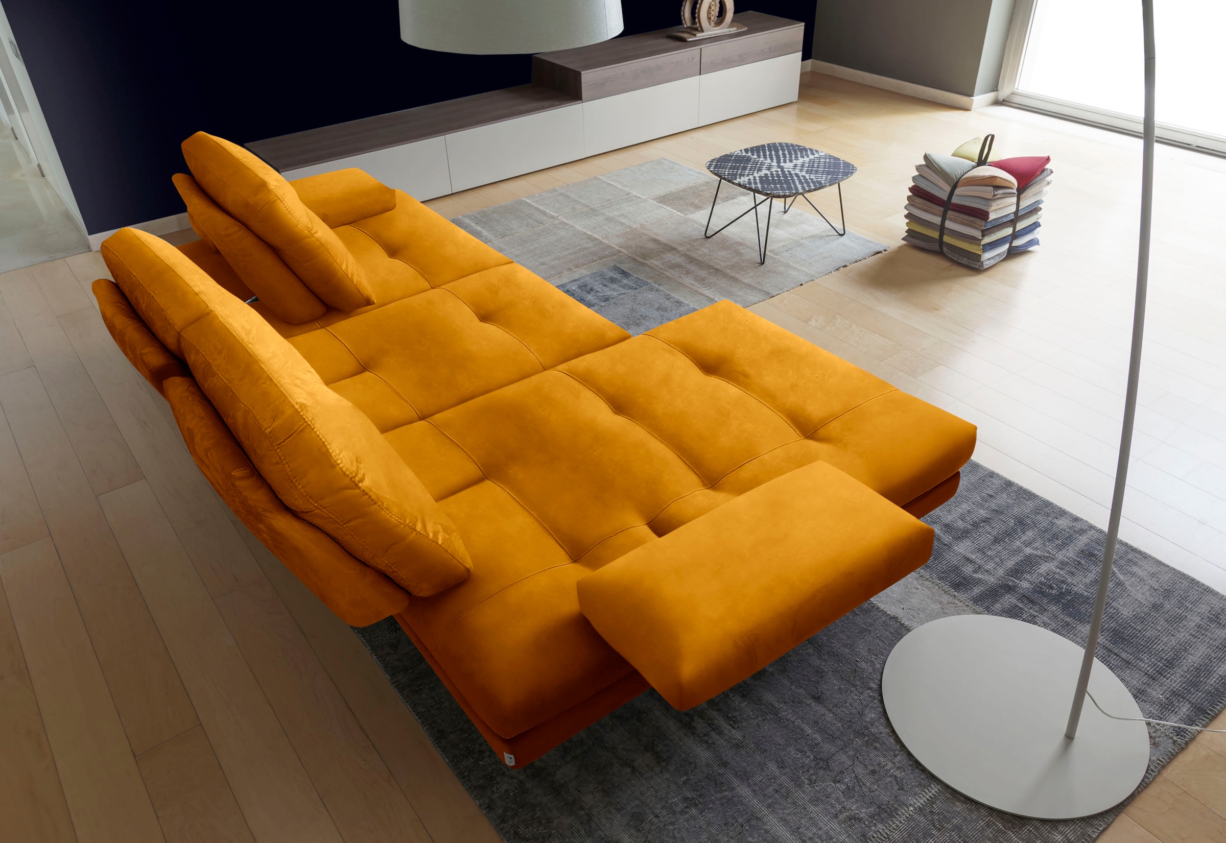 CALIA ITALIA Ecksofa »Toby Wing, L-Form, Designsofa mit sensationellem Sitzkomfort«, inklusive Sitztiefenverstellung, Füße in chrom glänzend