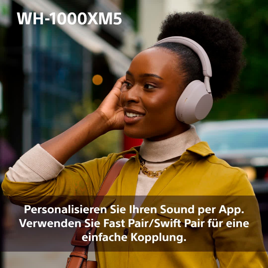 Sony Bluetooth-Kopfhörer »WH1000XM5 kabellos«, A2DP Bluetooth-AVRCP Bluetooth-HFP-HSP-Bluetooth, Multi-Point-Verbindung-Sprachsteuerung-Rauschunterdrückung-Noise-Cancelling-Freisprechfunktion-Hi-Res