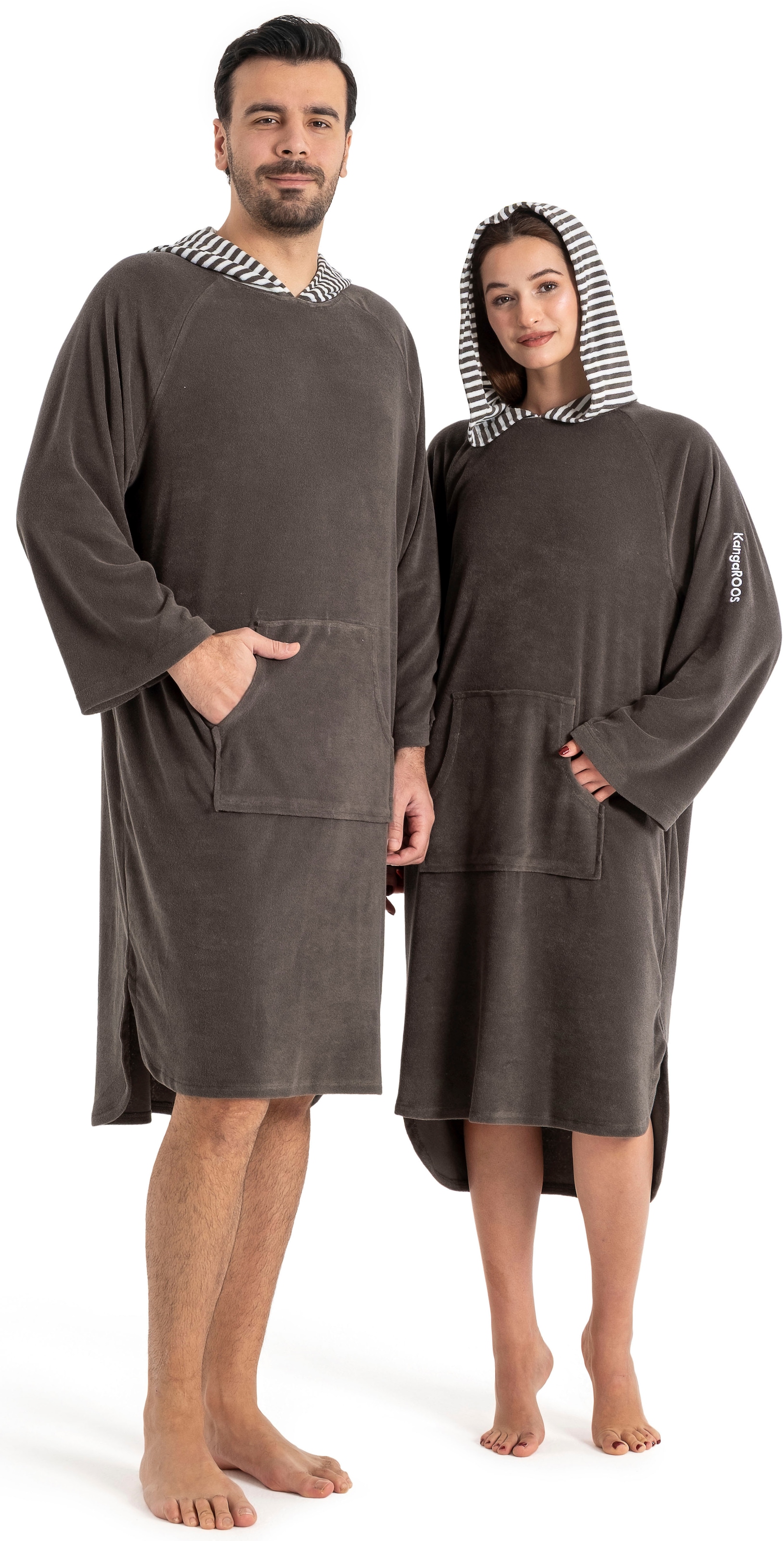 KangaROOS Badeponcho "Dalia Surfponcho, ideal für Sauna, Spa & im Urlaub" 1 Stk. weich, Uni-Farben mit Streifen, leicht, Unisex, für Damen und Herren
