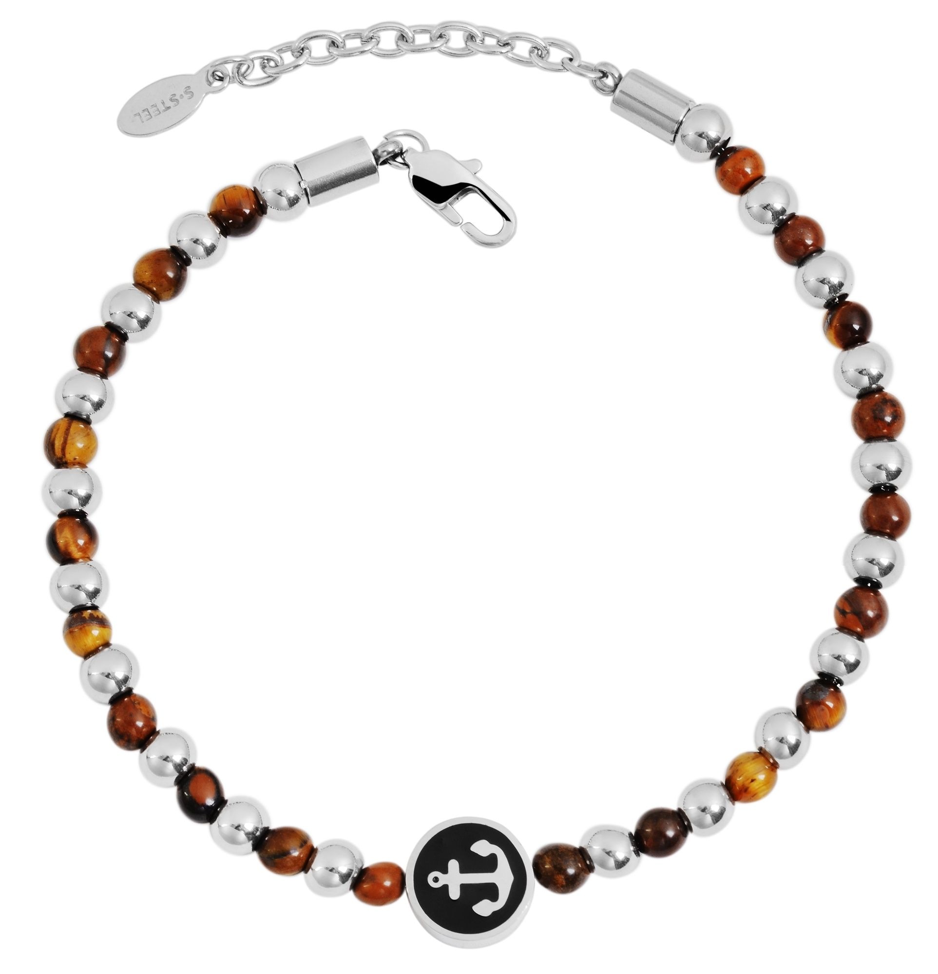 ADELIA ́S Damen Gliederarmband "Unisex Armband – Kugelarmband aus Edelstahl 19+3 cm", 22cm, Edelstahlbraun, Edelstahl, Armbänder, Zum Verschenken –