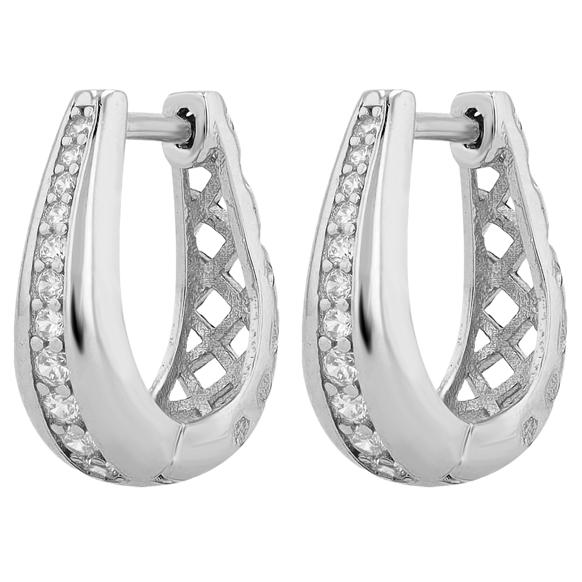 Paar Creolen ADELIA´S "Damen Creolen aus 925 Sterling Silber und Zirkonia", silber, Ohrringe, Damen, Damen, Silber 925 (Sterlingsilber)
