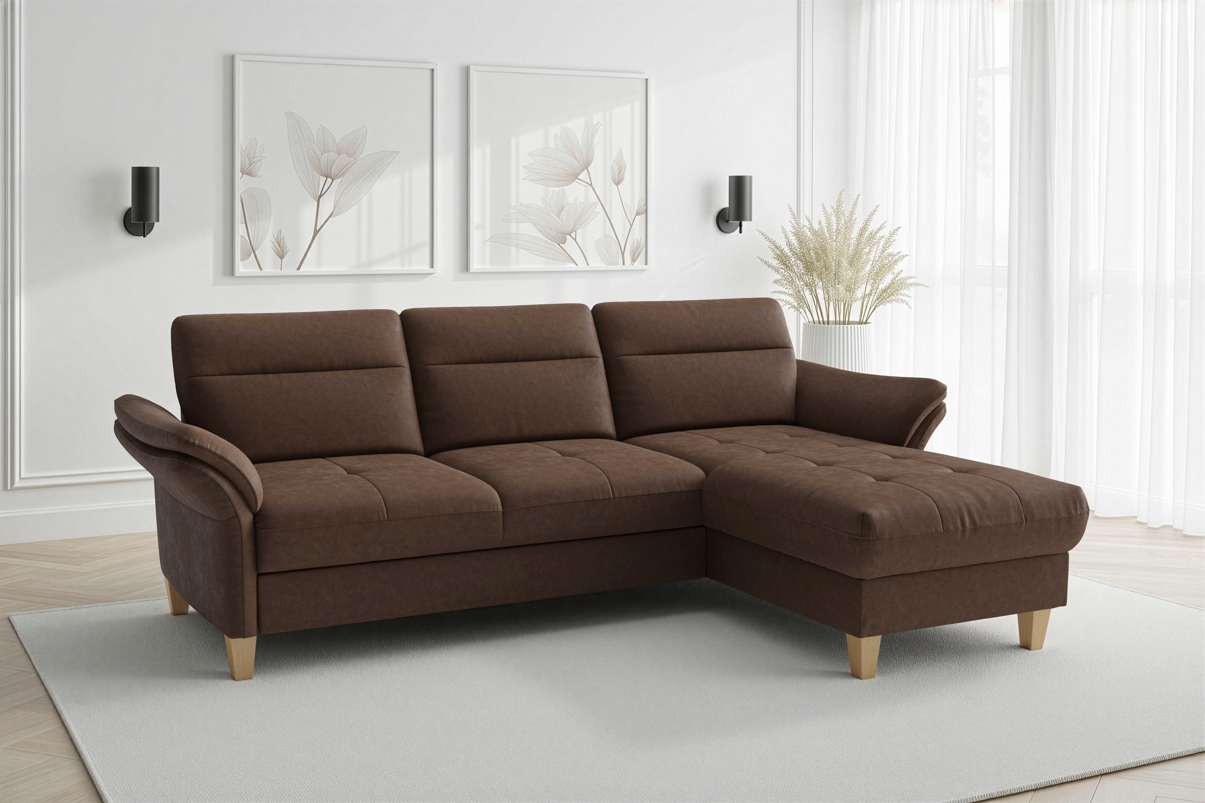sit&more Ecksofa "Pamela L-Form, B: 230 cm, optional Schlaffunktion & Bettkasten" mit Federkern und Liegefläche aus Originalstoff