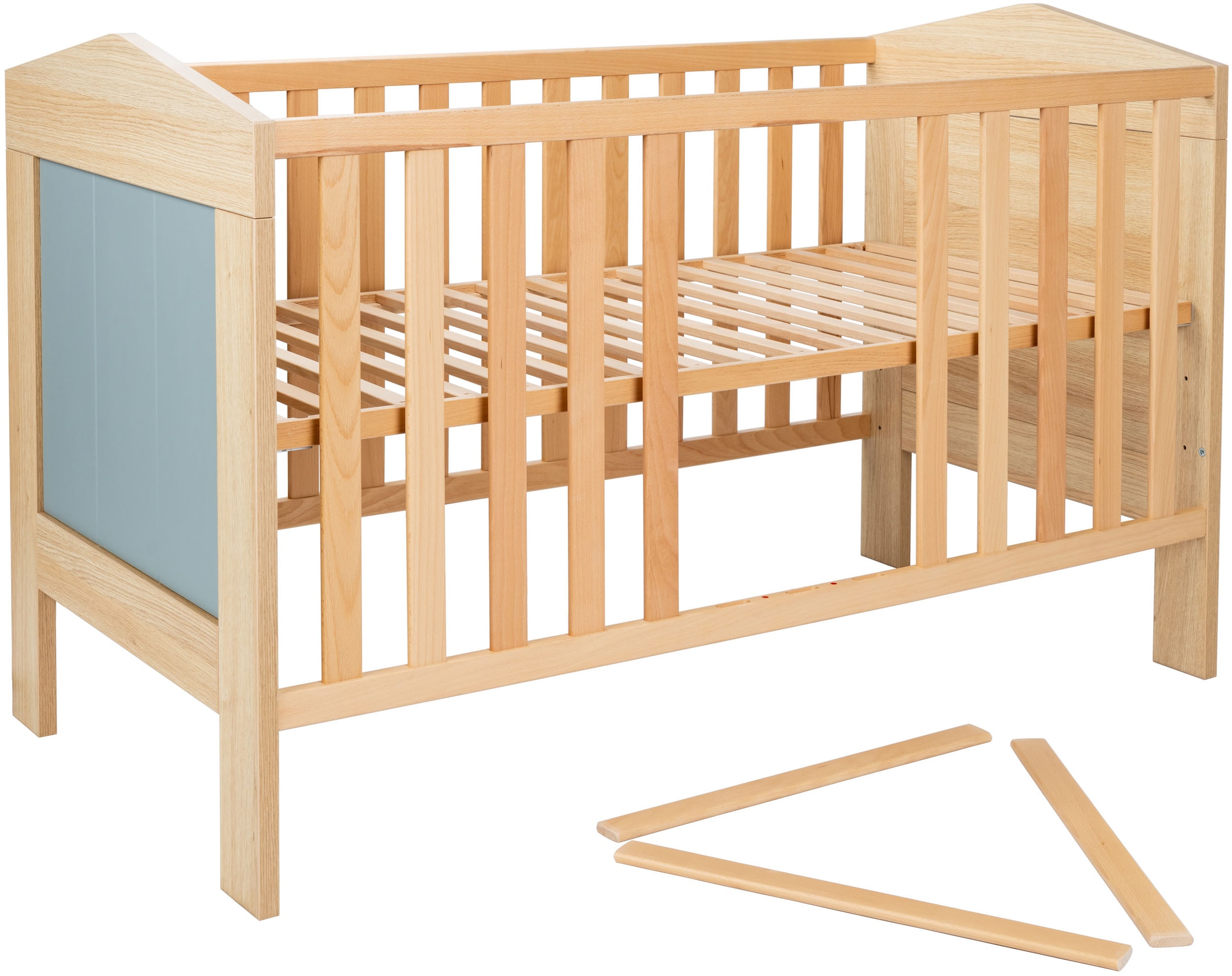 arthur berndt Babyzimmer-Komplettset »Babyzimmer-Set »Roofy« 3-teilig mit 1-türigem Kleiderschrank«, (Set, 3 tlg., Babymöbel-Set »Roofy« Kleiderschrank,Kinderbett+Wickelkommode)