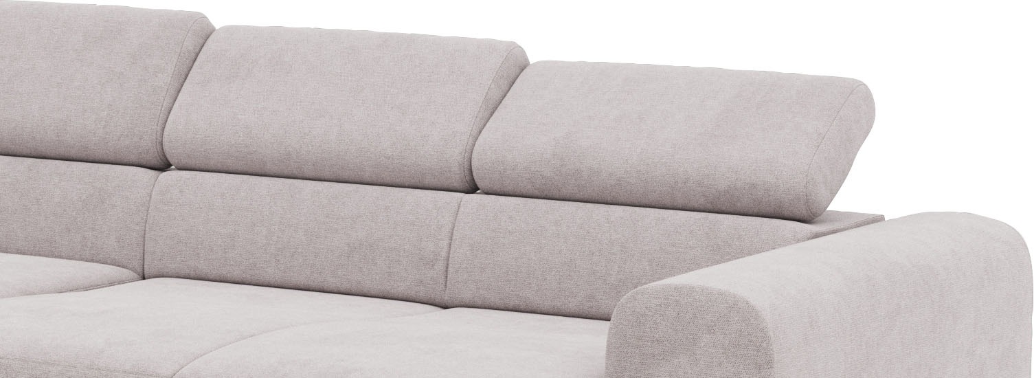 Places of Style Ecksofa »Carlo L-Form«, mit Kopfteilverstellung & Holz-Rahmenoptik, optional Relaxfunktion